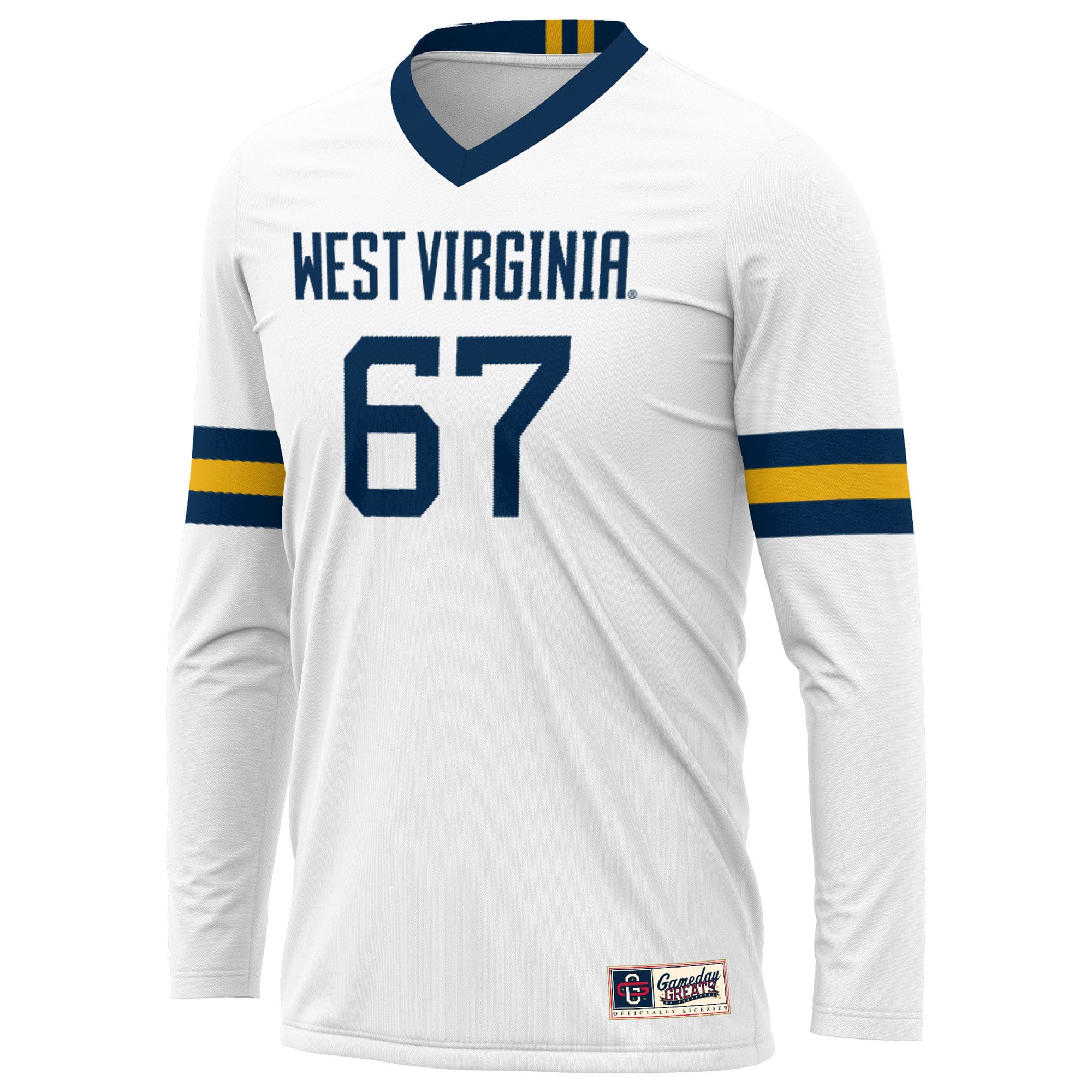#67 West Virginia Mountaineers Youth Lightweight Women's Volleyball Jersey White - front view