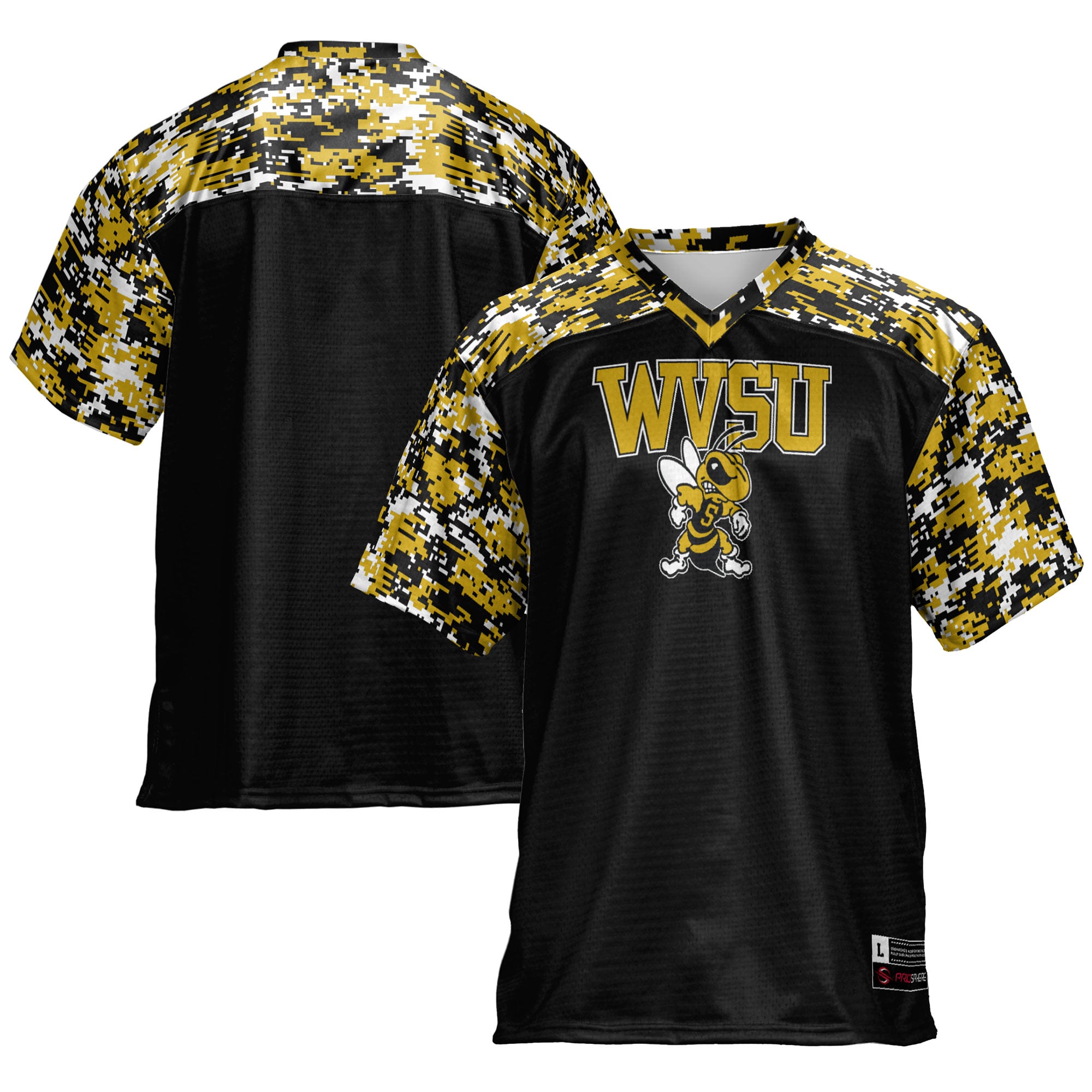 West Virginia State Yellow Jackets Football Jersey Black - front and back view