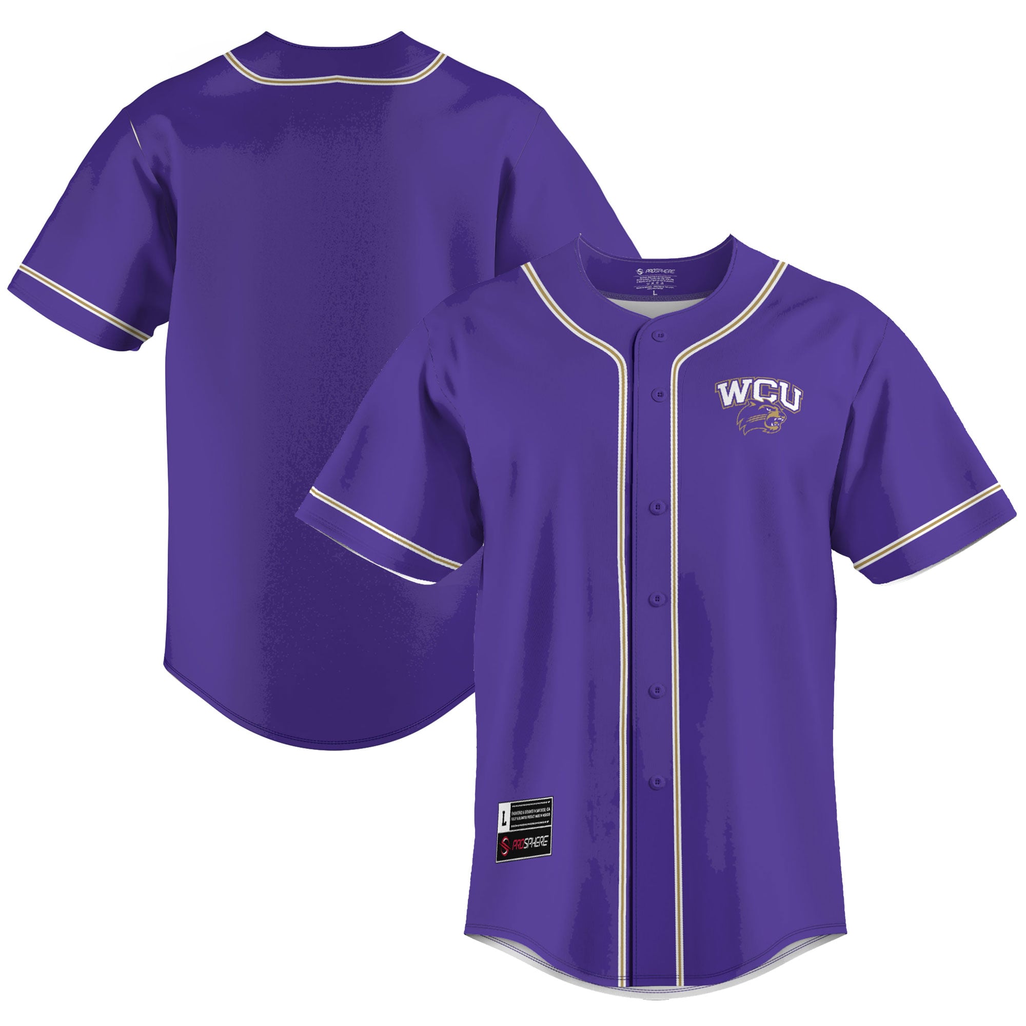 Western Carolina Catamounts Lightweight Baseball Jersey Purple - front and back view