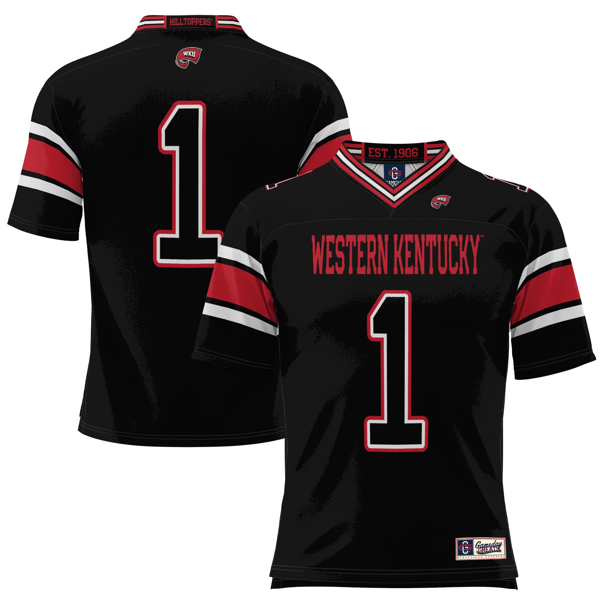 #1 Western Kentucky Hilltoppers Endzone Football Jersey Black - front view