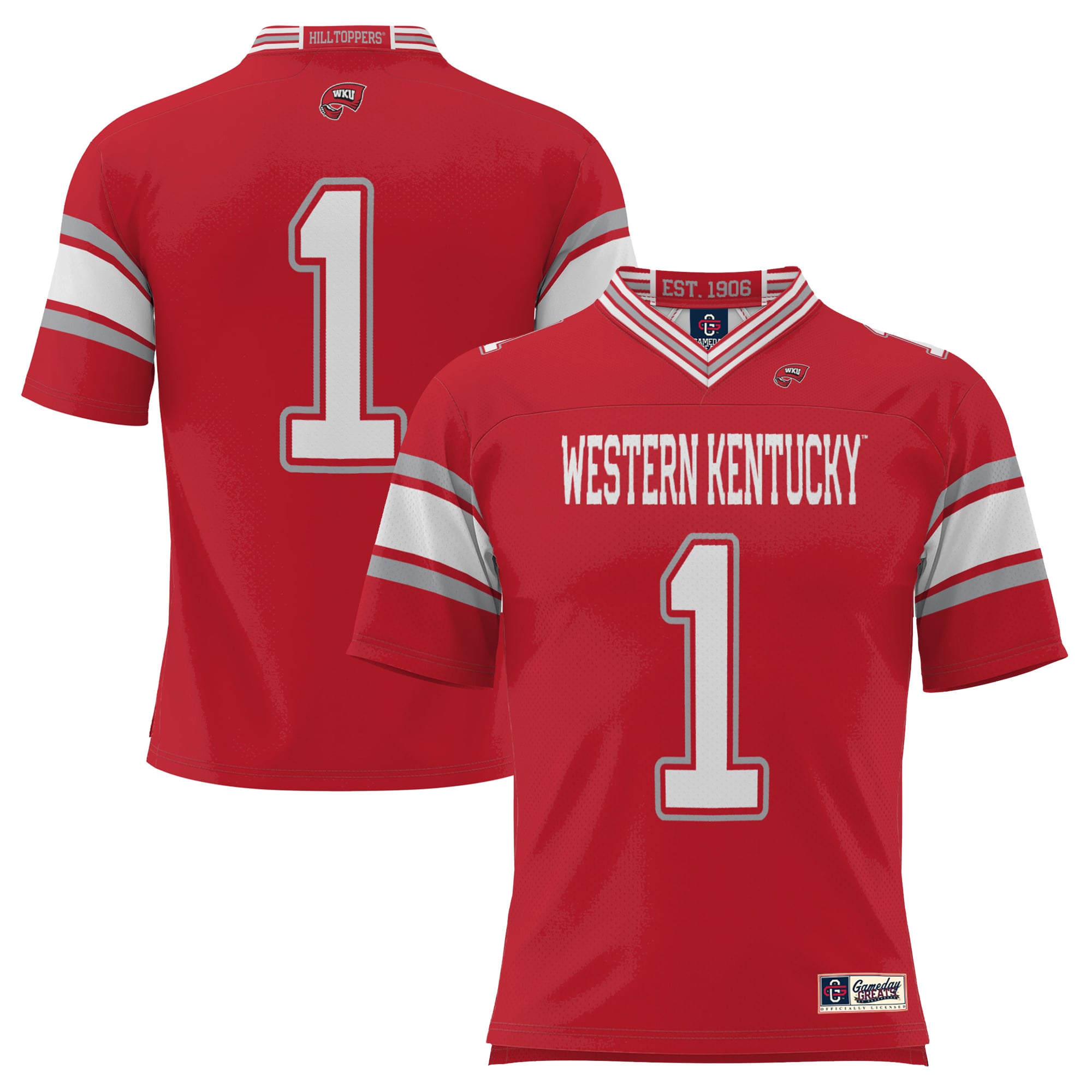 #1 Western Kentucky Hilltoppers Endzone Football Jersey Red - front view