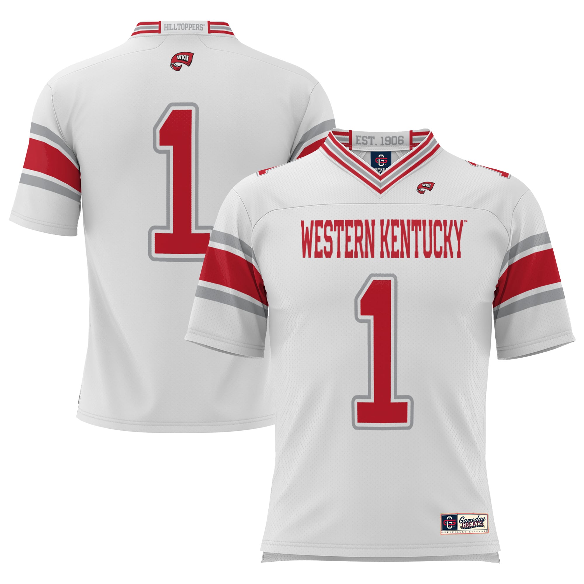 #1 Western Kentucky Hilltoppers Endzone Football Jersey White - front view