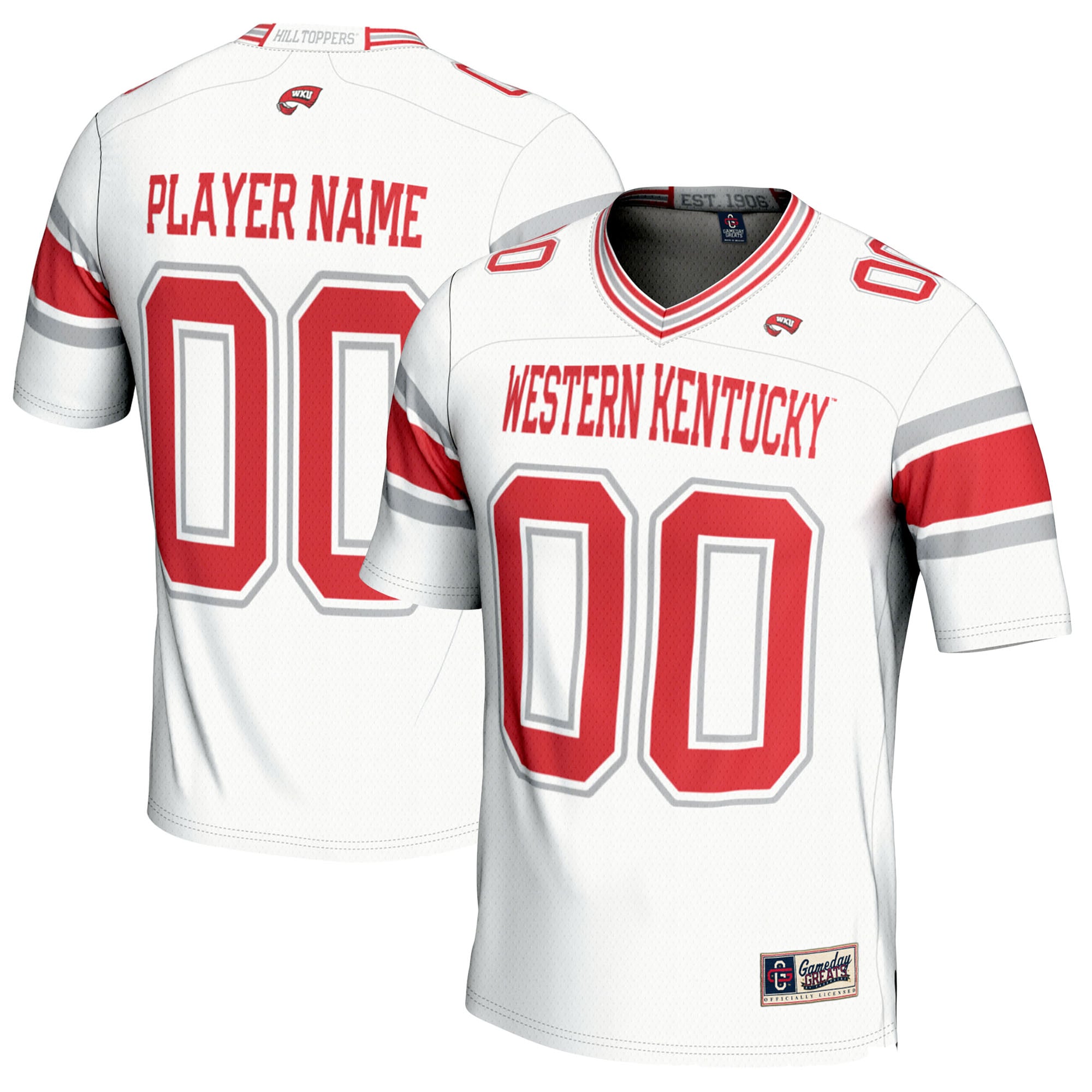 Western Kentucky Hilltoppers Football Jersey White - front and back view