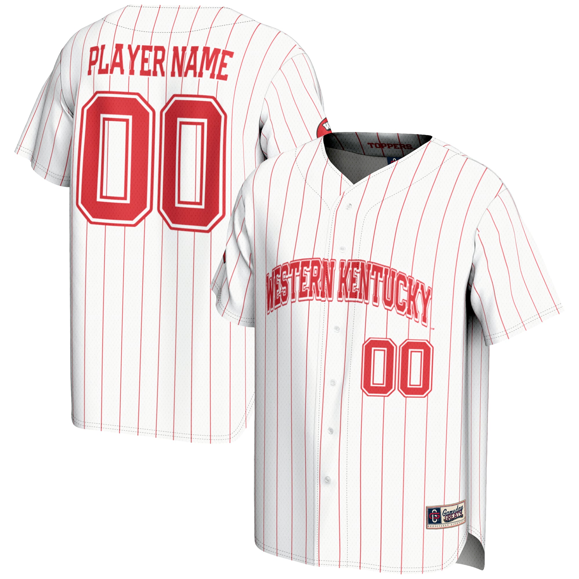 Western Kentucky Hilltoppers Lightweight Baseball Jersey White - front and back view