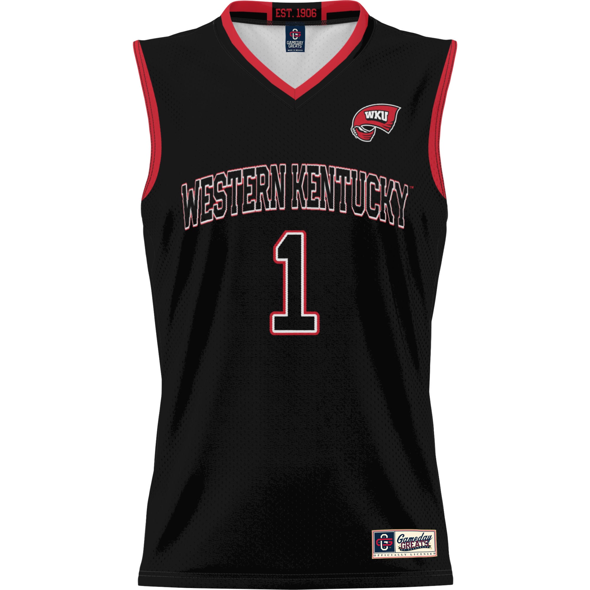 #1 Western Kentucky Hilltoppers Lightweight Basketball Jersey Black - front view