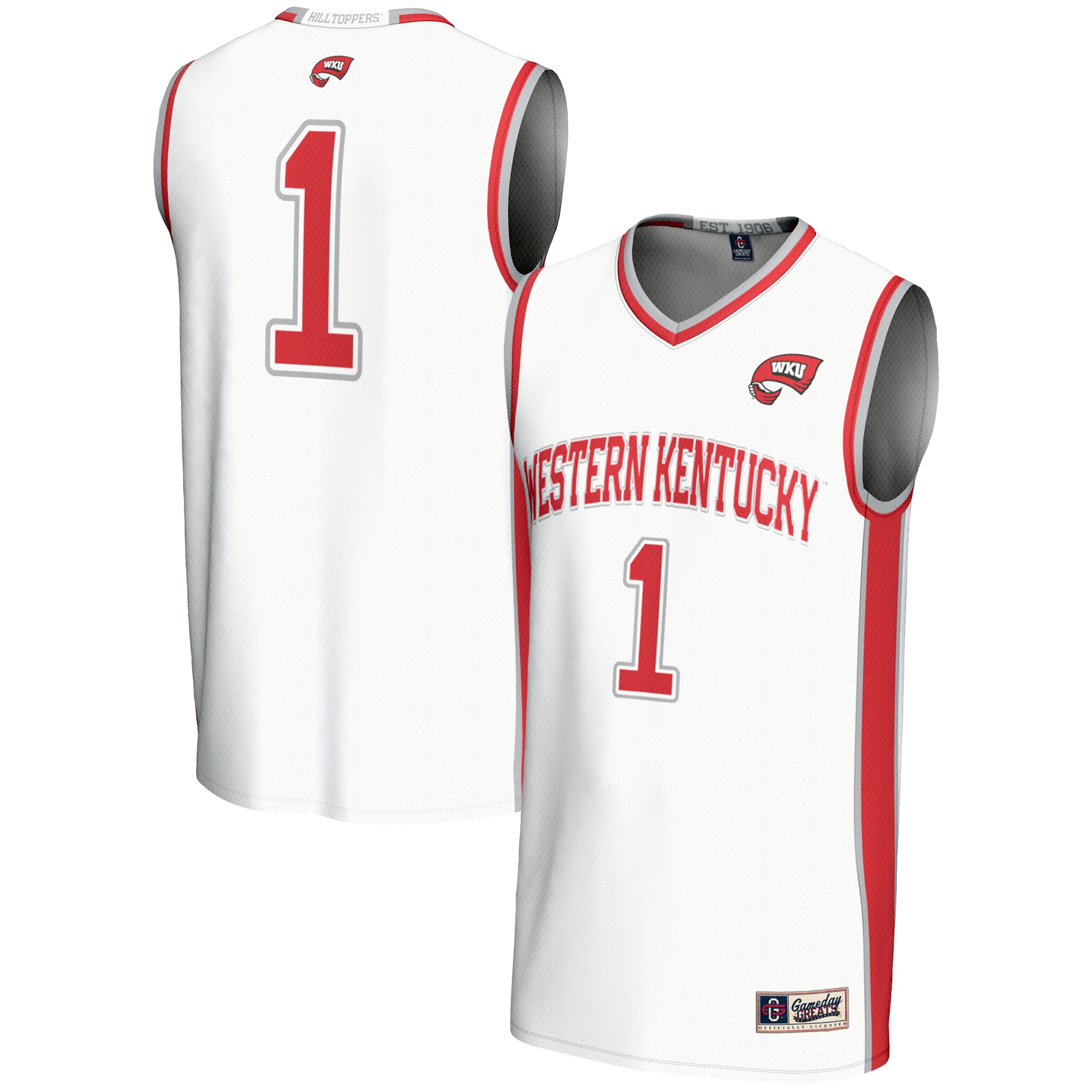 #1 Western Kentucky Hilltoppers Lightweight Basketball Jersey White - front and back view