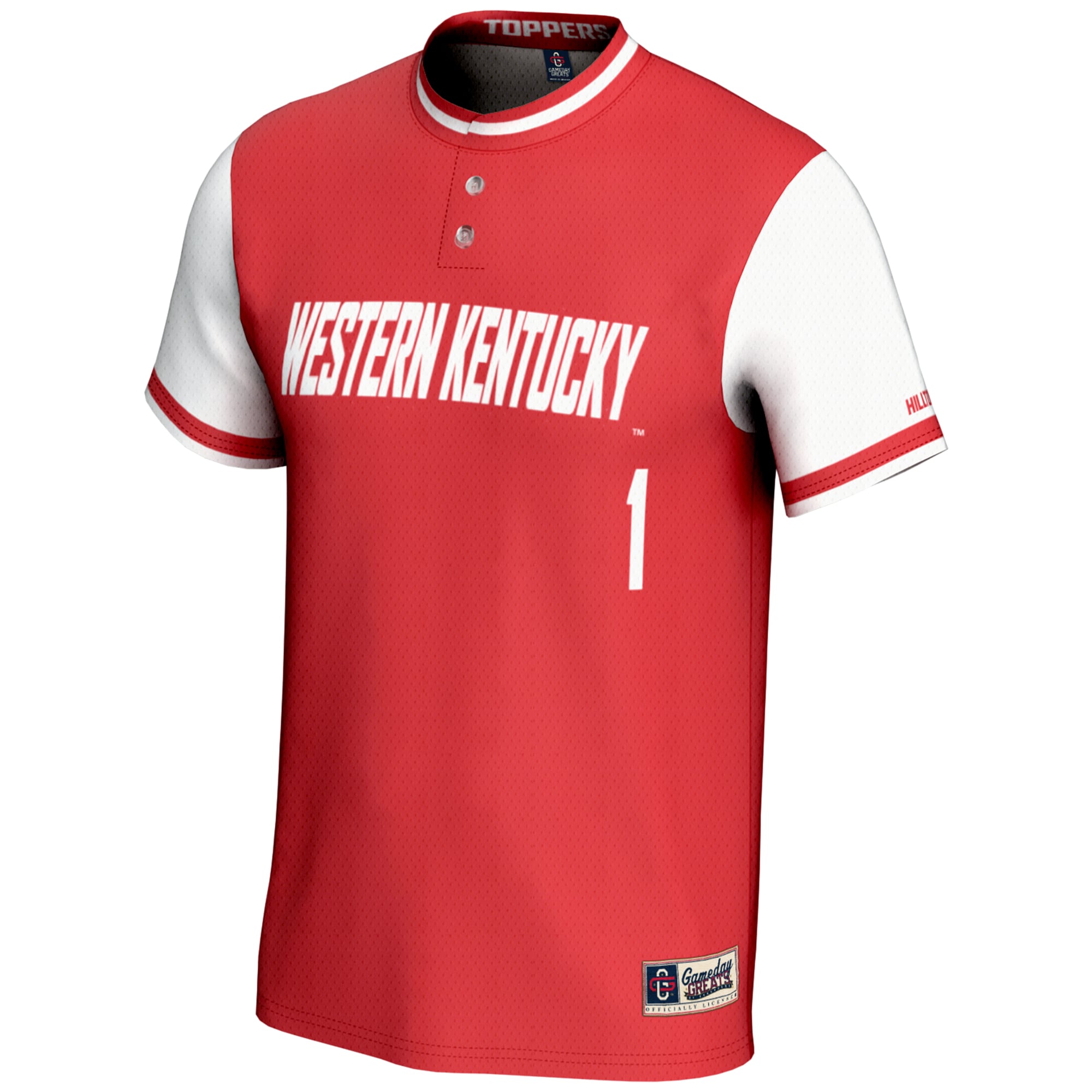 #1 Western Kentucky Hilltoppers Unisex Lightweight Softball Jersey Red - front view