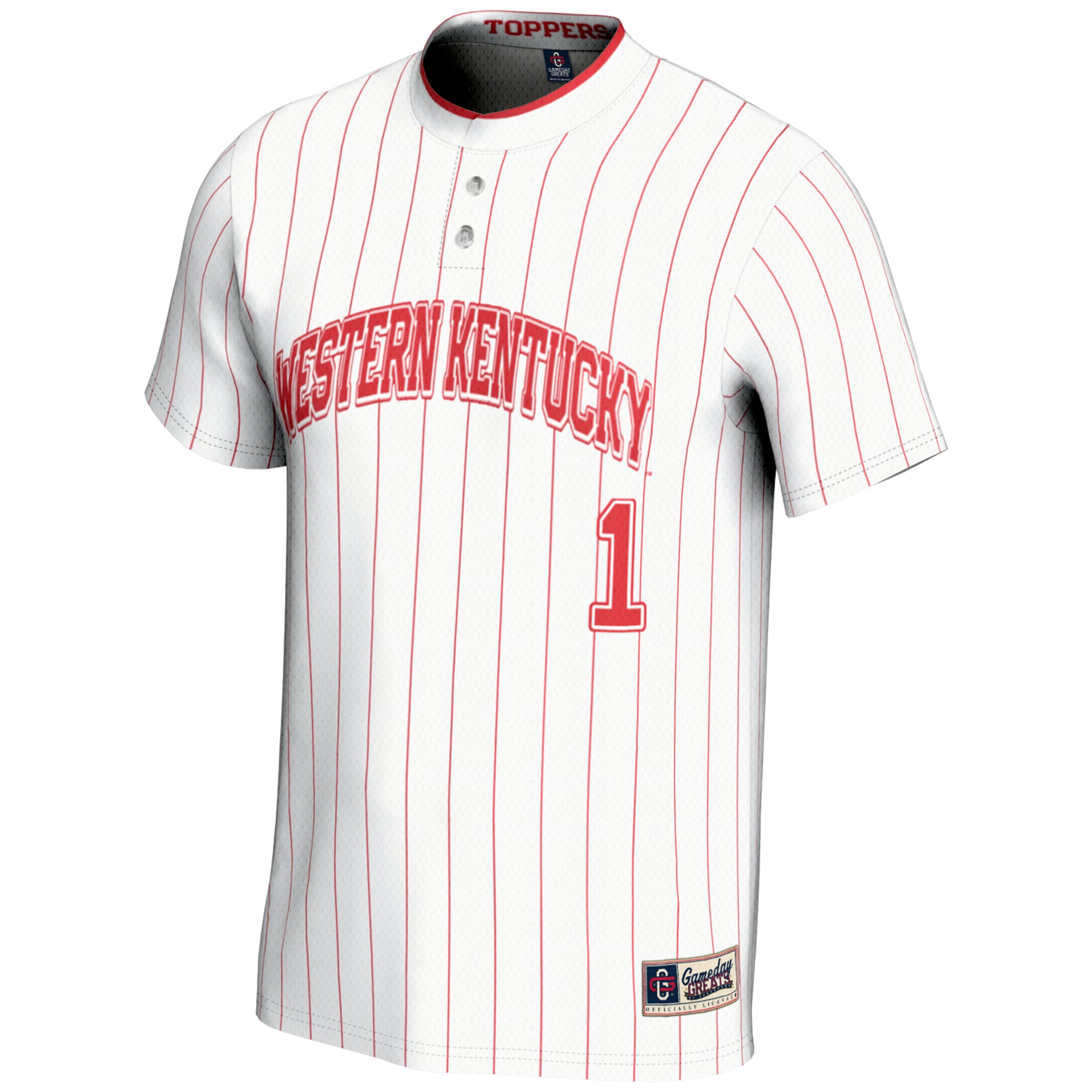 #1 Western Kentucky Hilltoppers Unisex Lightweight Softball Jersey White - front view