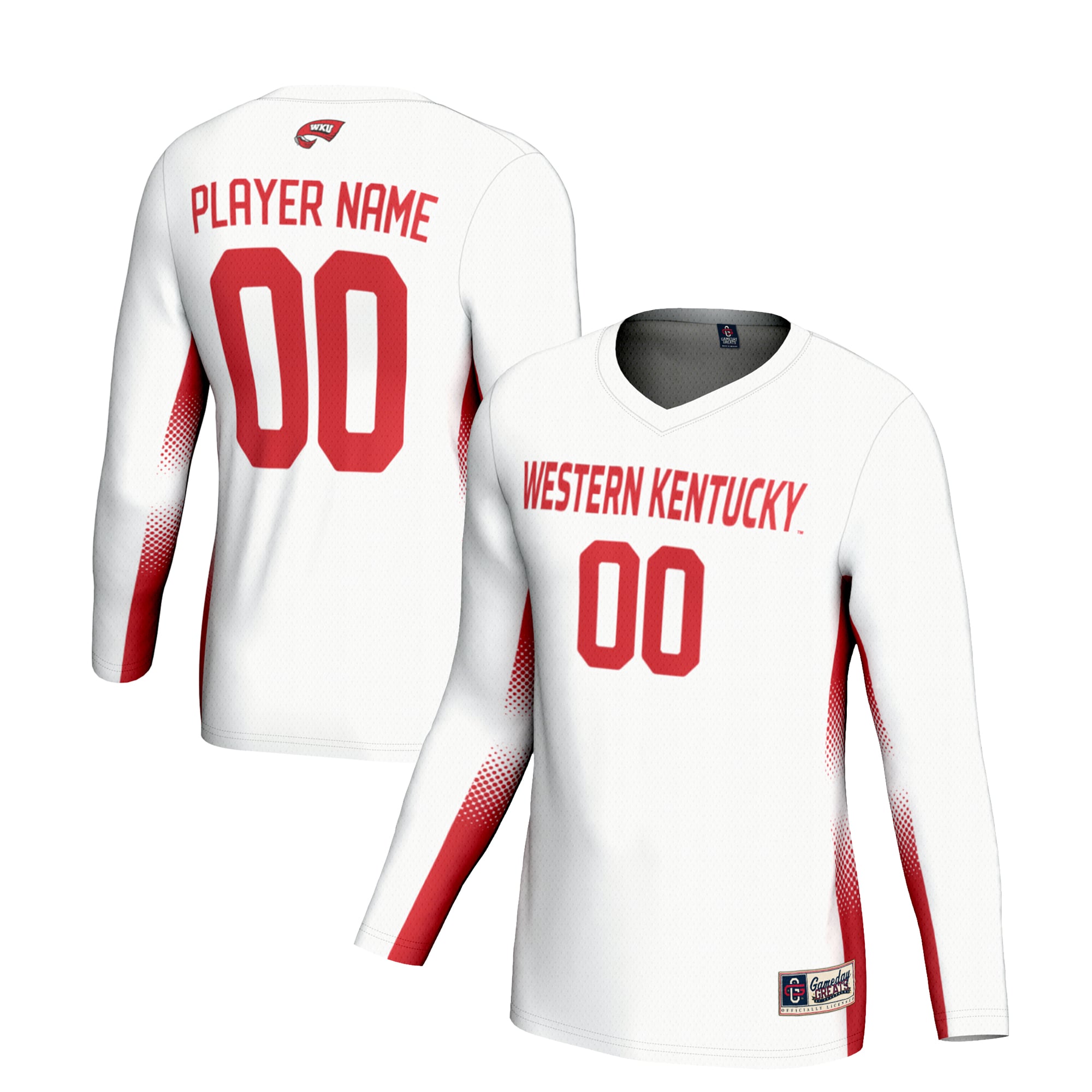 Western Kentucky Hilltoppers Unisex Lightweight Volleyball Jersey White - front and back view