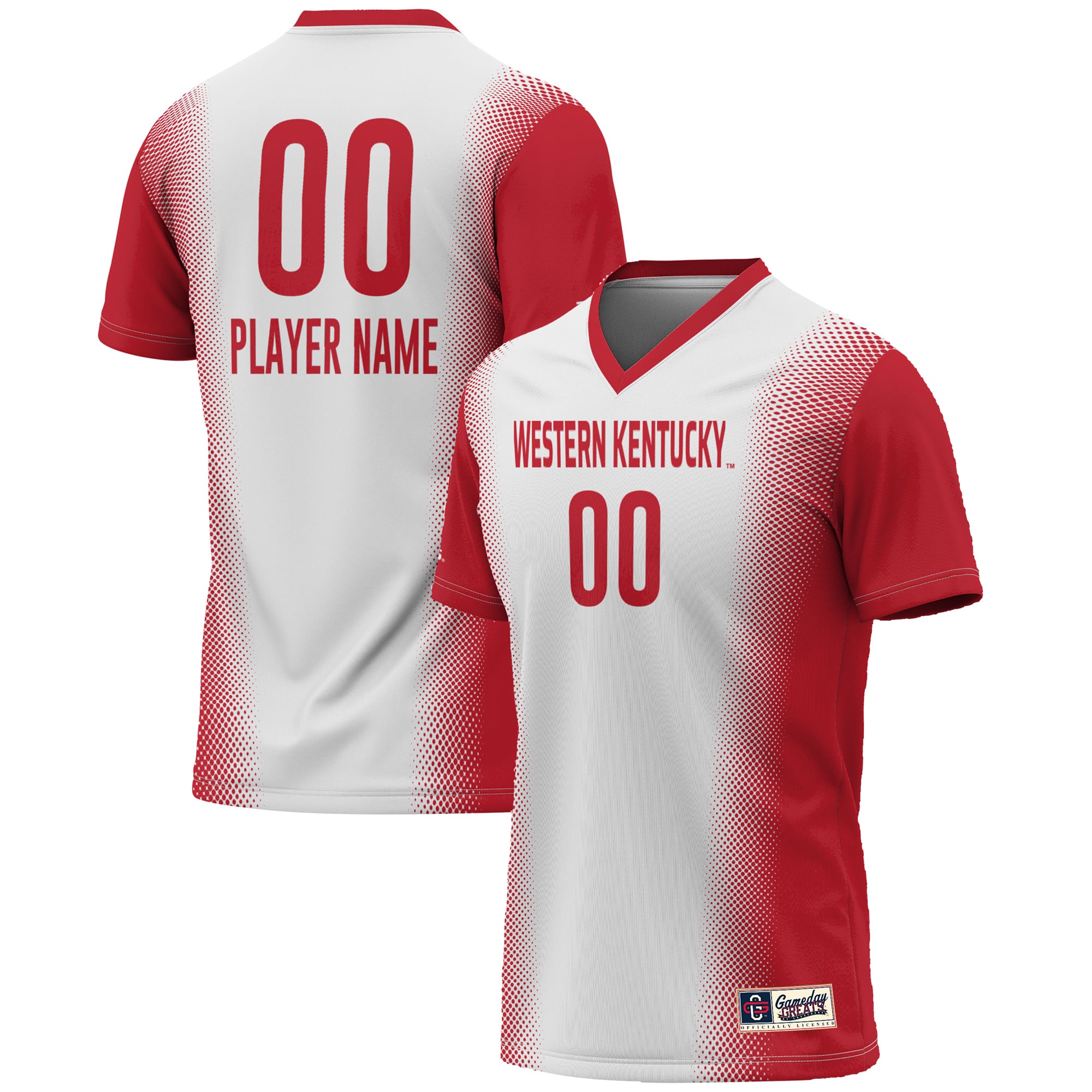 Western Kentucky Hilltoppers Unisex Lightweight Women's Soccer Jersey White - front and back view