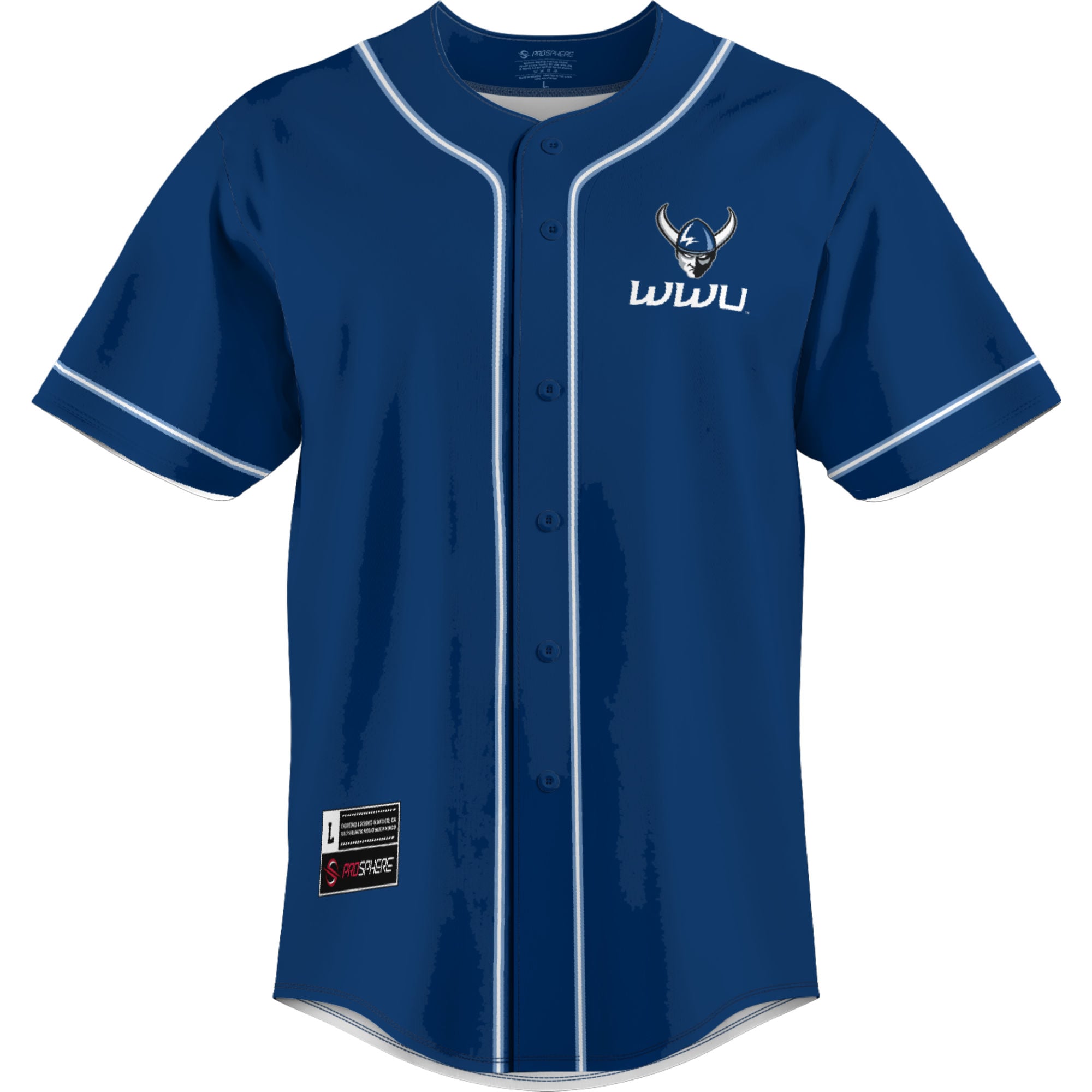 Western Washington Vikings Lightweight Baseball Jersey Blue - front view