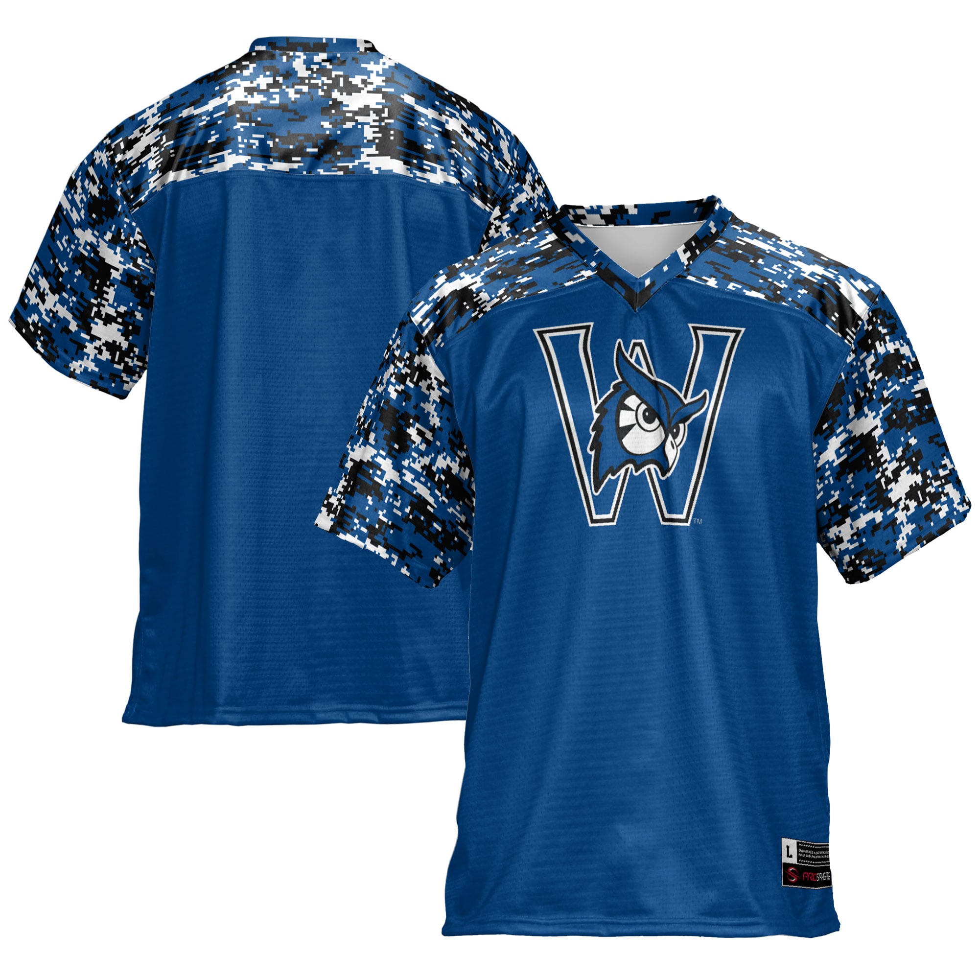 Westfield State Owls Football Jersey Blue - front and back view