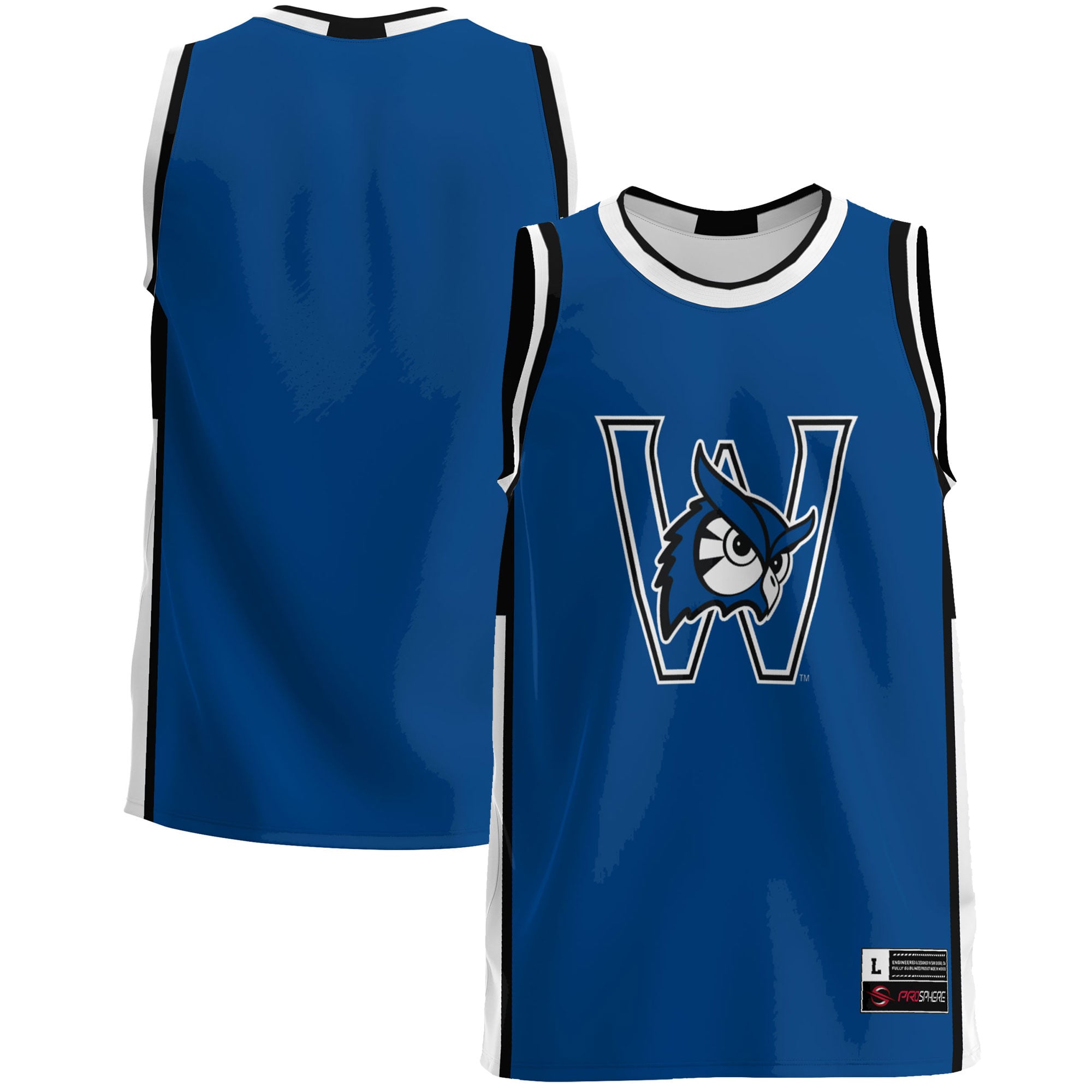 Westfield State Owls Lightweight Basketball Jersey Blue - front and back view