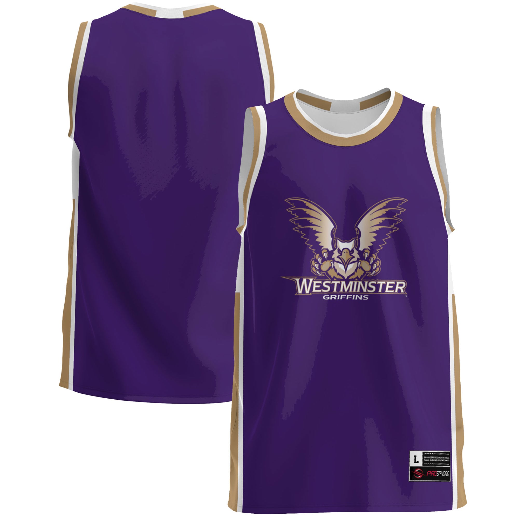 Westminster Griffins Lightweight Basketball Jersey Blue - front and back view