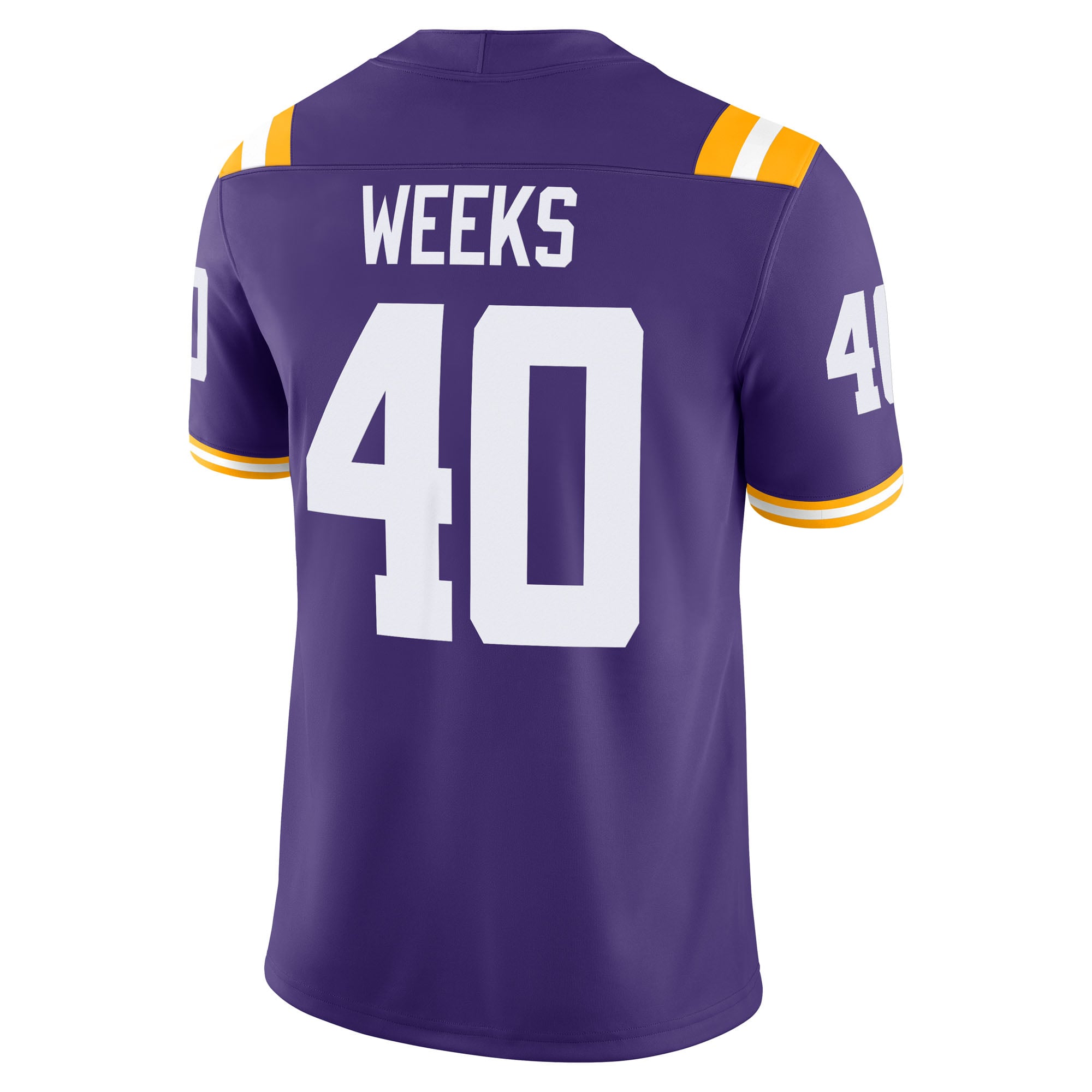 Whit Weeks LSU Tigers Home Jersey Purple - back view