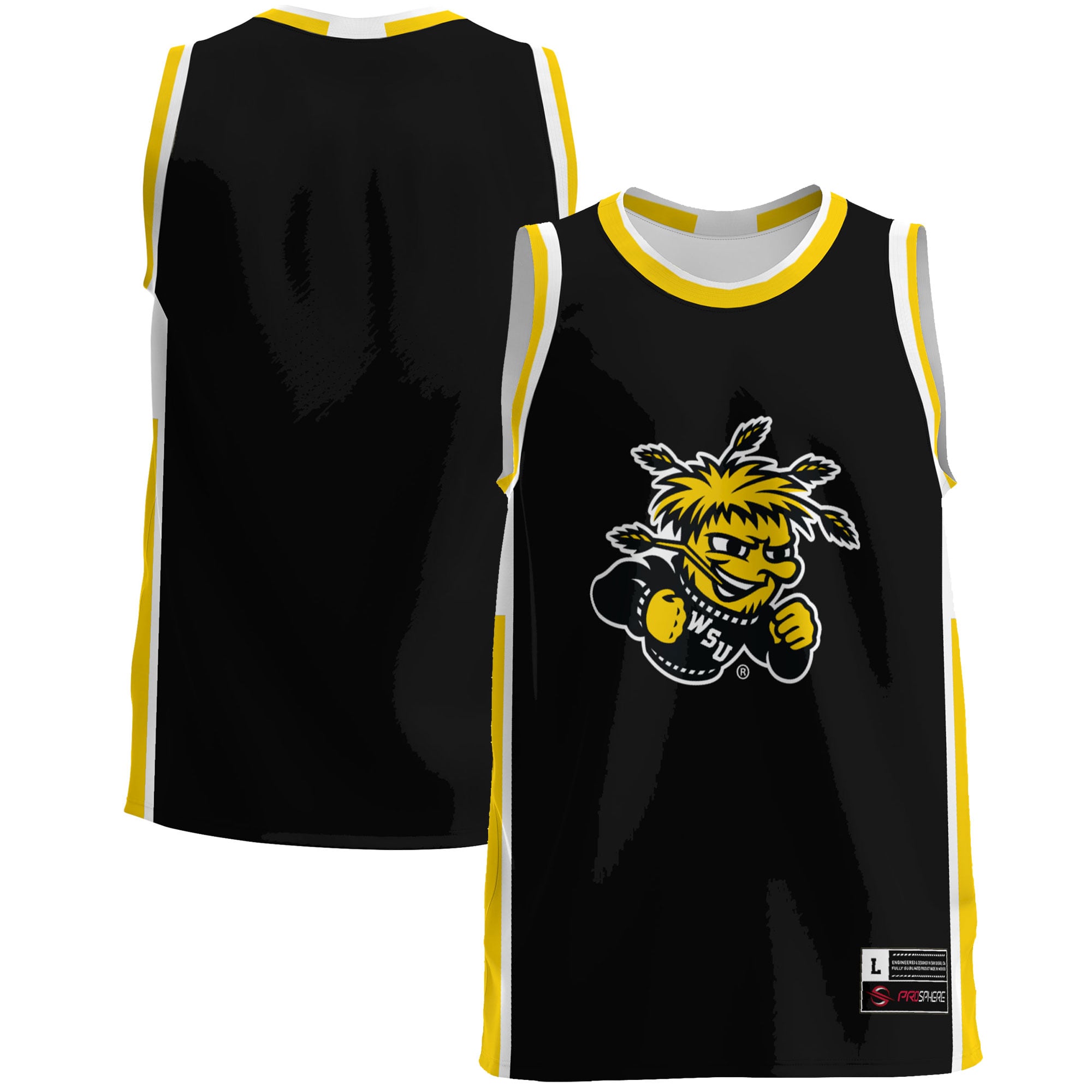 Wichita State Shockers Lightweight Basketball Jersey Black - front and back view