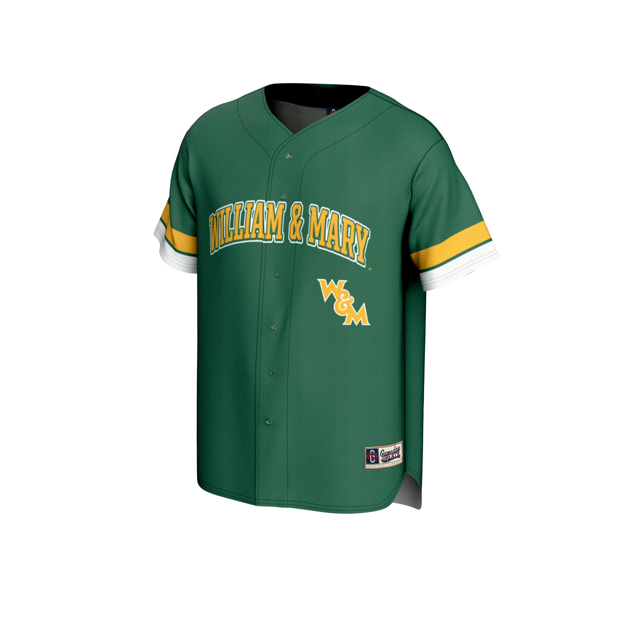 William & Mary Tribe Baseball Jersey Green - front view
