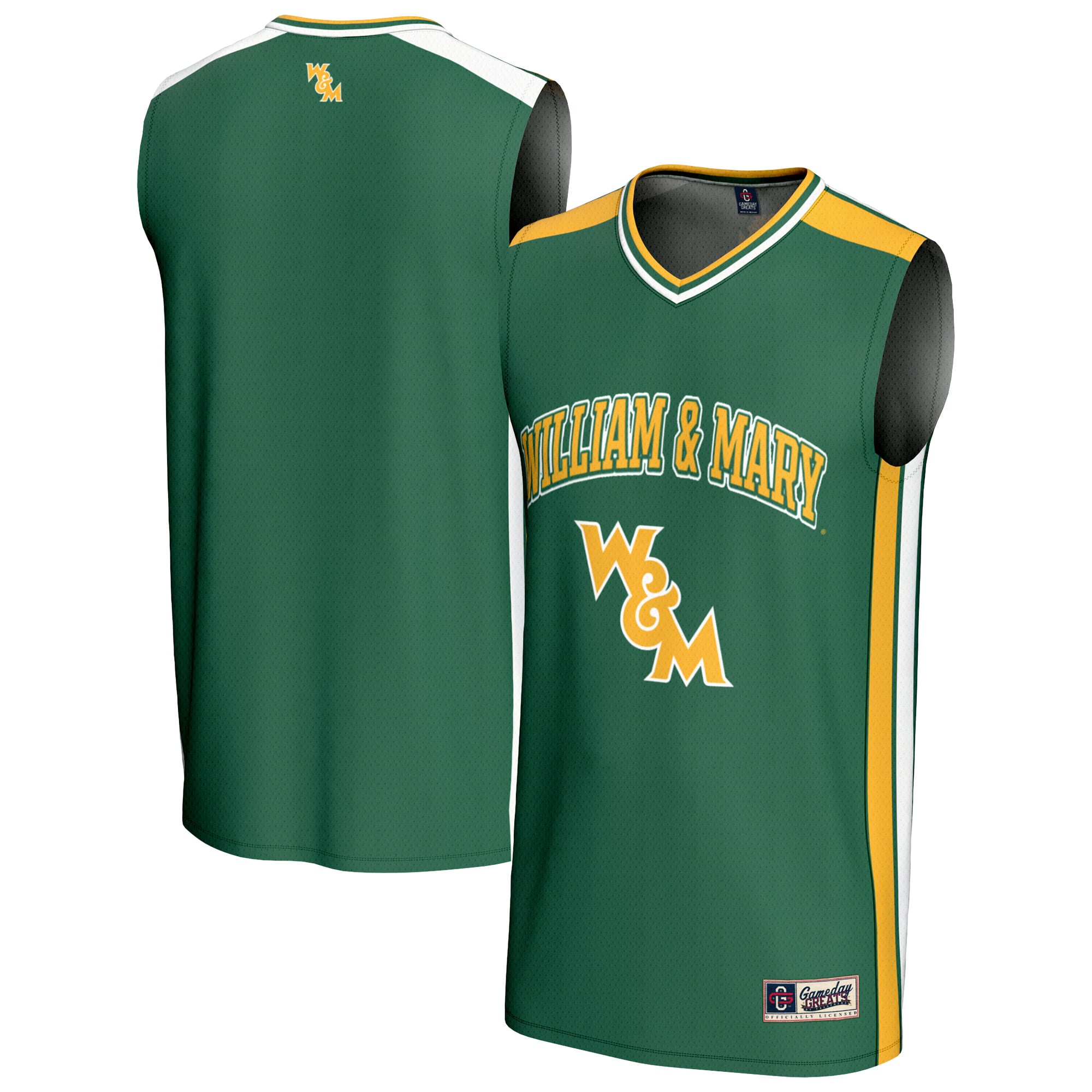 William & Mary Tribe Basketball Jersey Green - front and back view