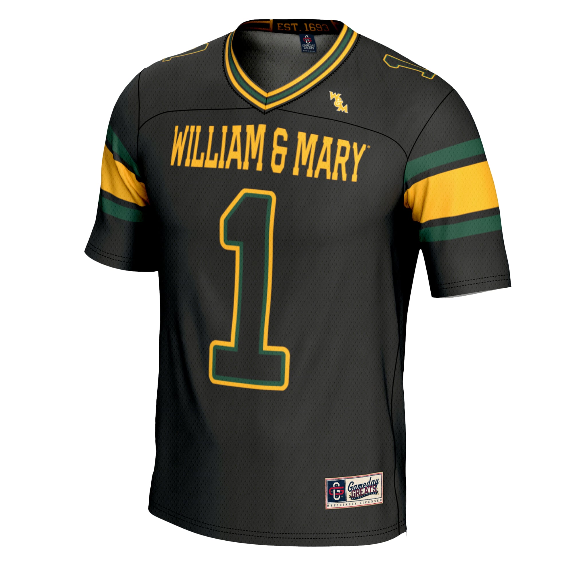#1 William & Mary Tribe Football Jersey Black - front view