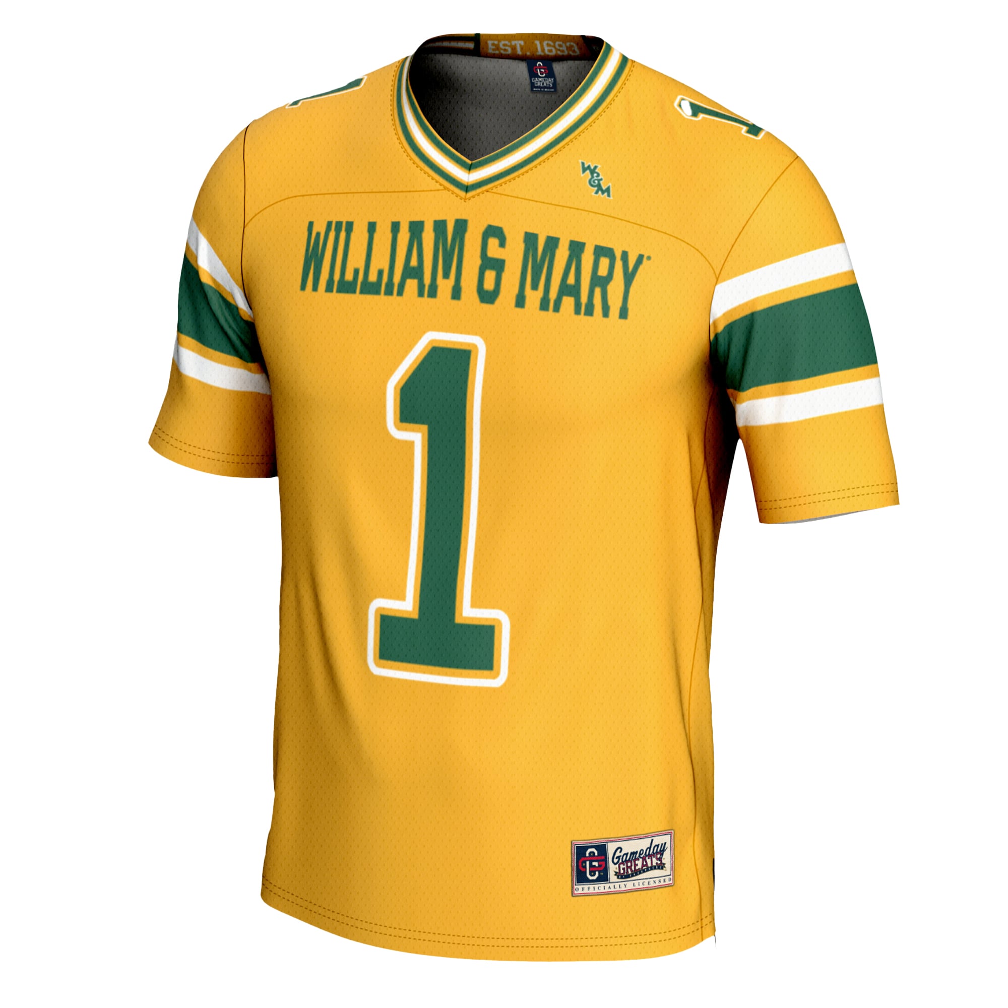 #1 William & Mary Tribe Football Jersey Gold - front view