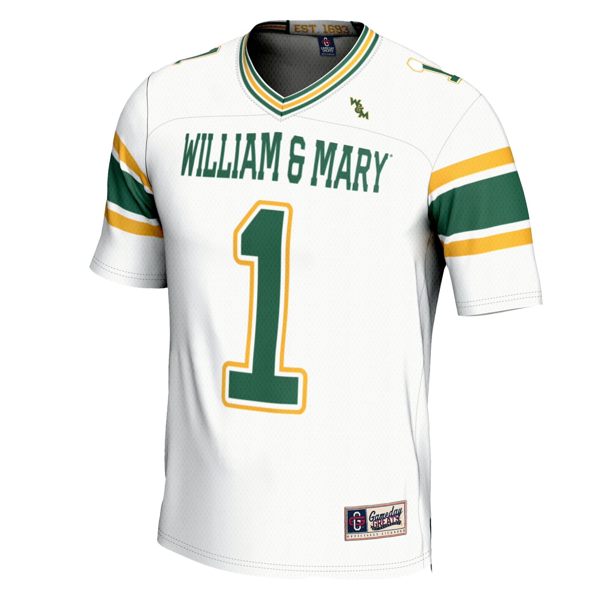 #1 William & Mary Tribe Football Jersey White - front view