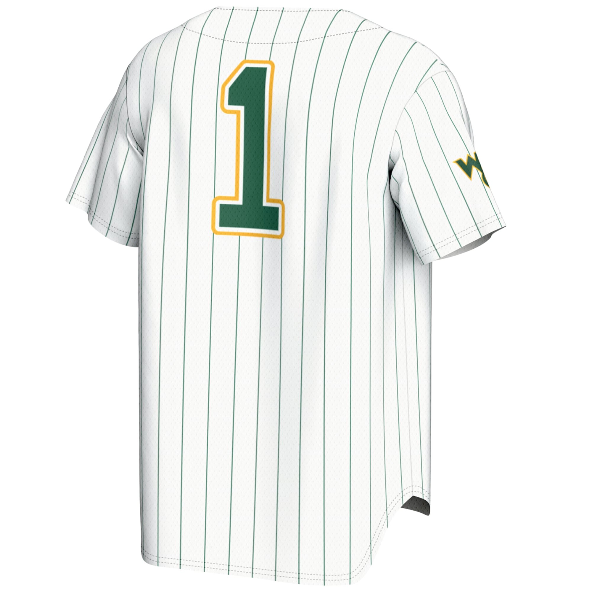 #1 William & Mary Tribe Lightweight Baseball Fashion Jersey White - back view