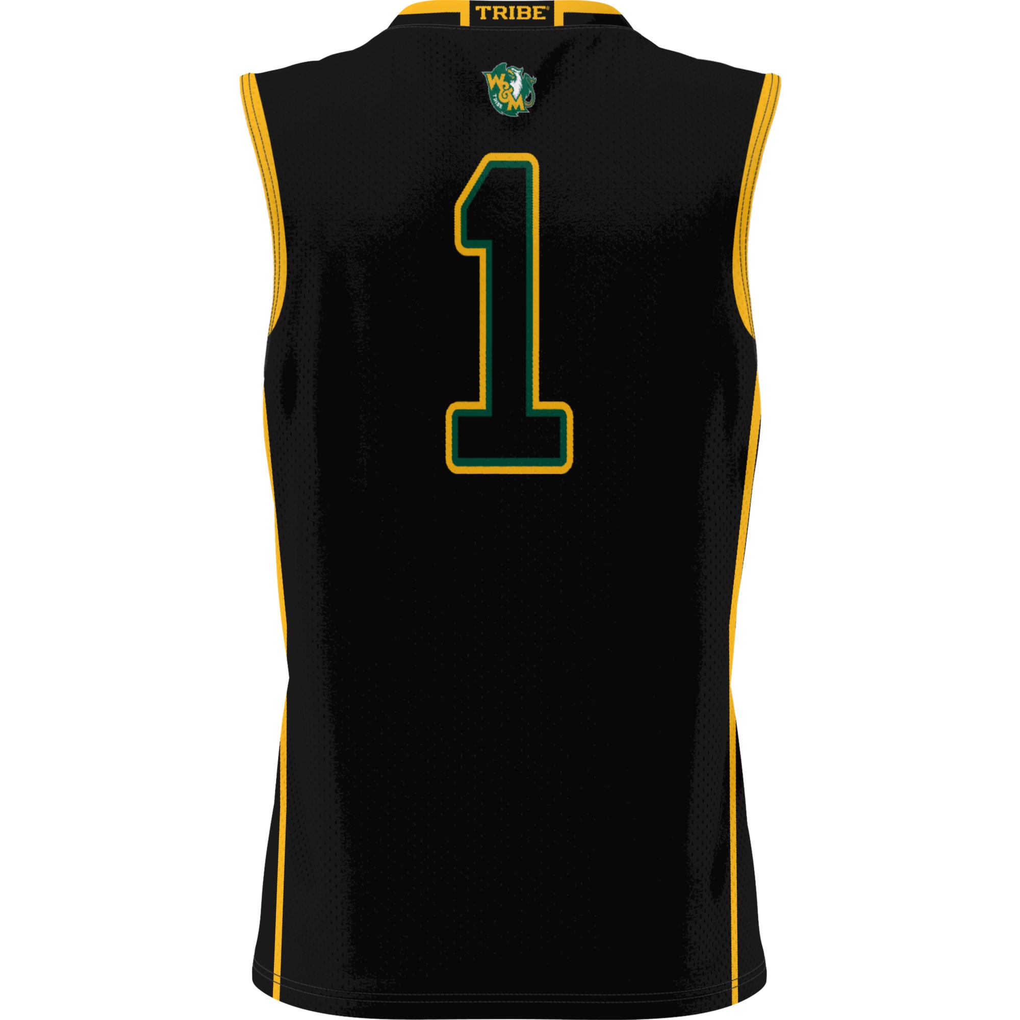 #1 William & Mary Tribe Unisex Lightweight Basketball Jersey Black - back view