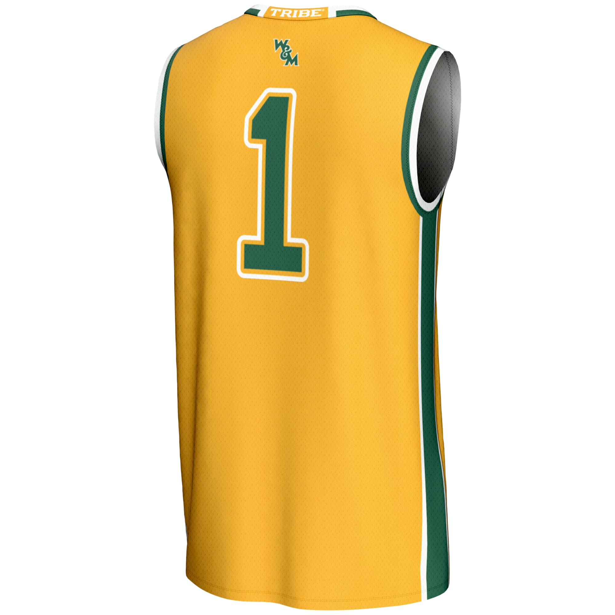 #1 William & Mary Tribe Unisex Lightweight Basketball Jersey Gold - back view