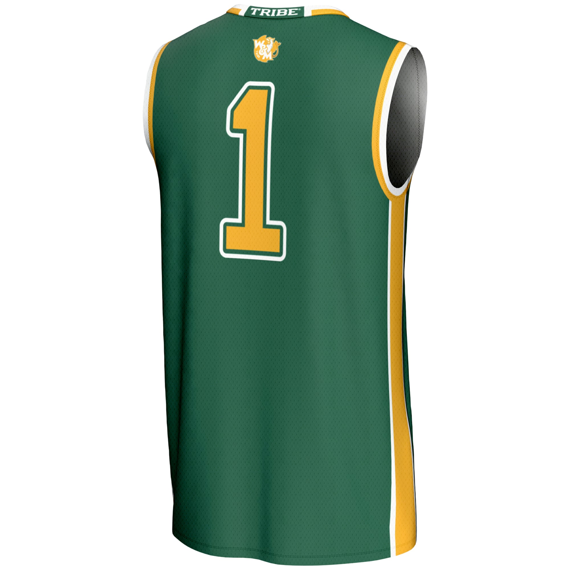 #1 William & Mary Tribe Unisex Lightweight Basketball Jersey Green - back view