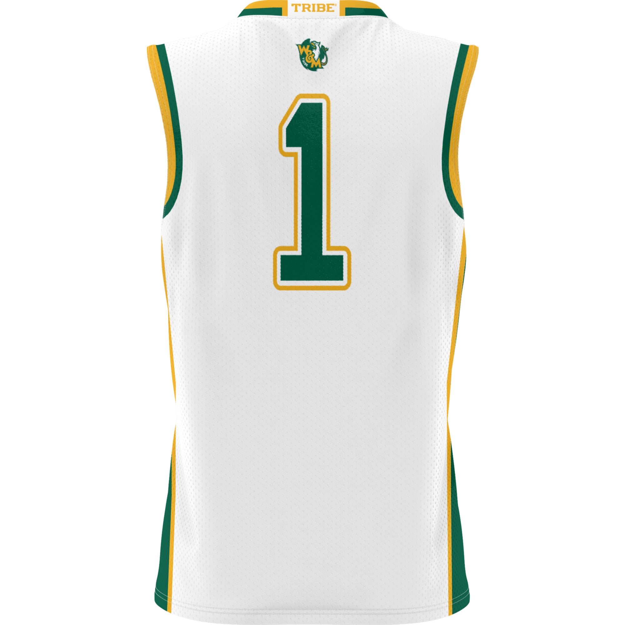 #1 William & Mary Tribe Unisex Lightweight Basketball Jersey White - back view