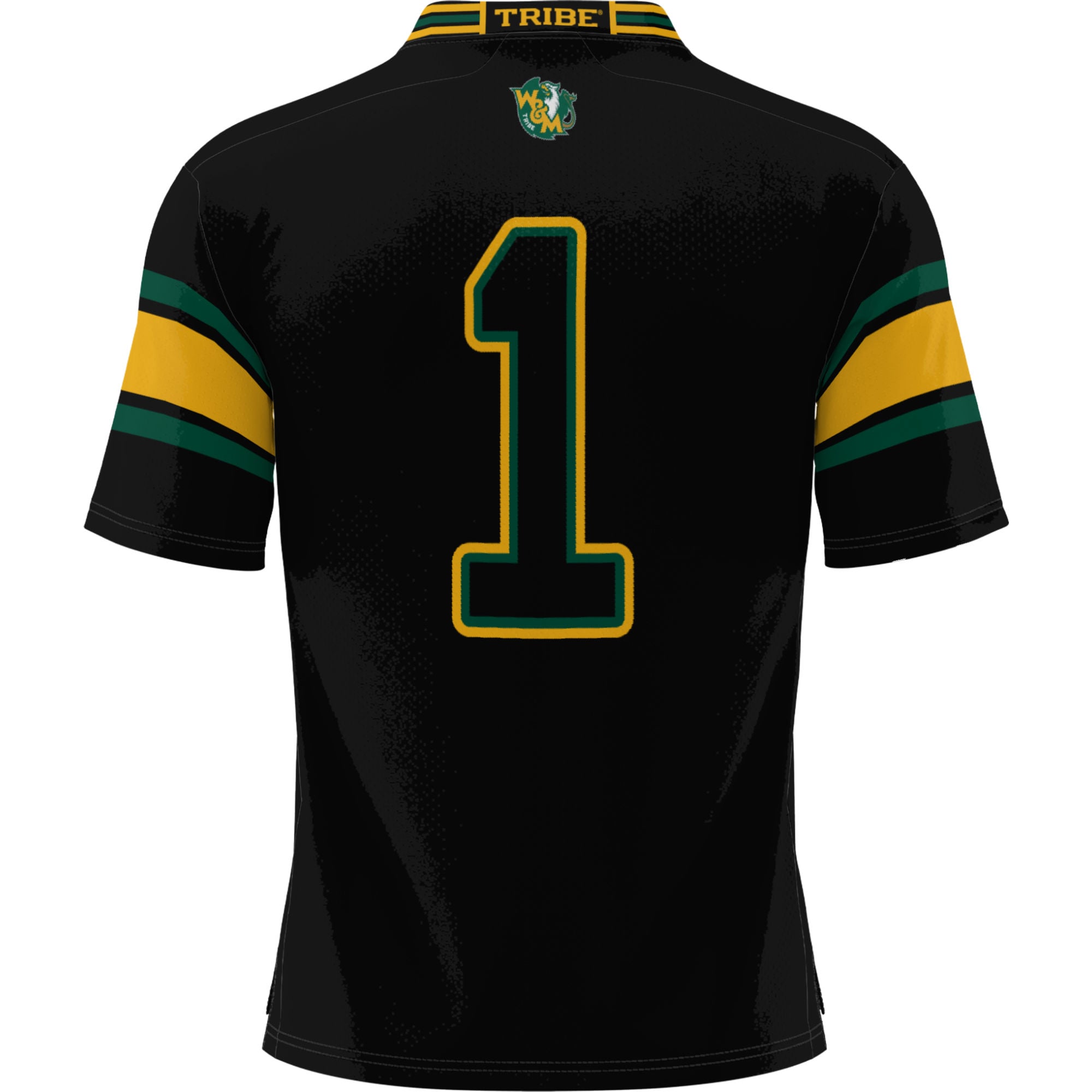 #1 William & Mary Tribe Youth Football Jersey Black - back view