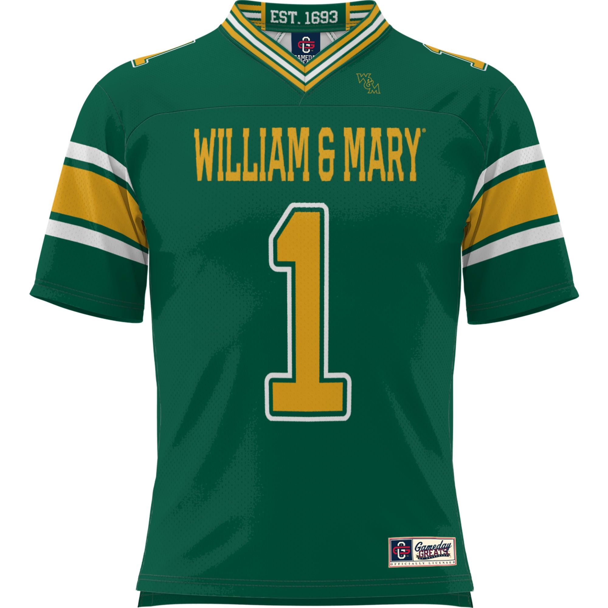 #1 William & Mary Tribe Youth Football Jersey Green - front view