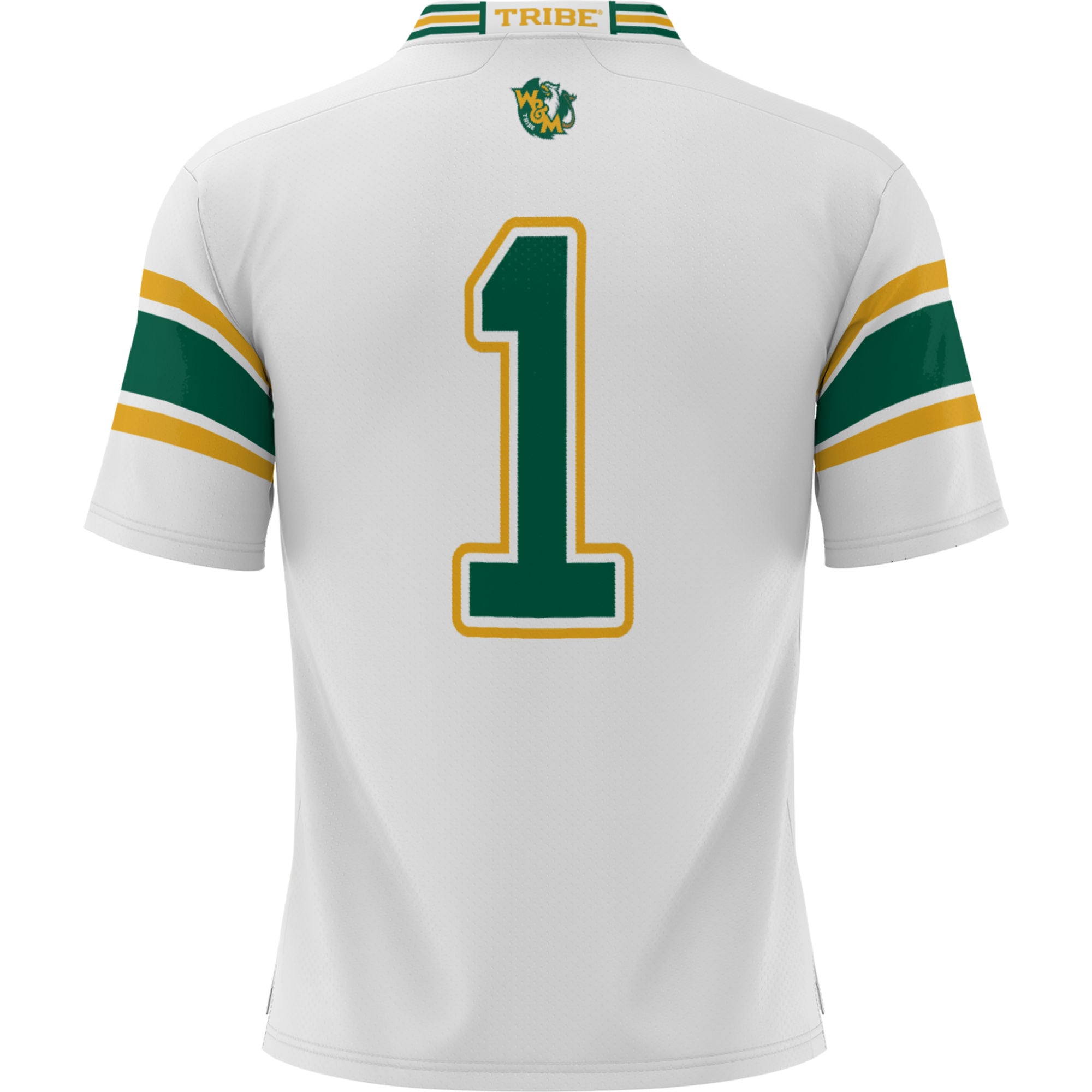 #1 William & Mary Tribe Youth Football Jersey White - back view