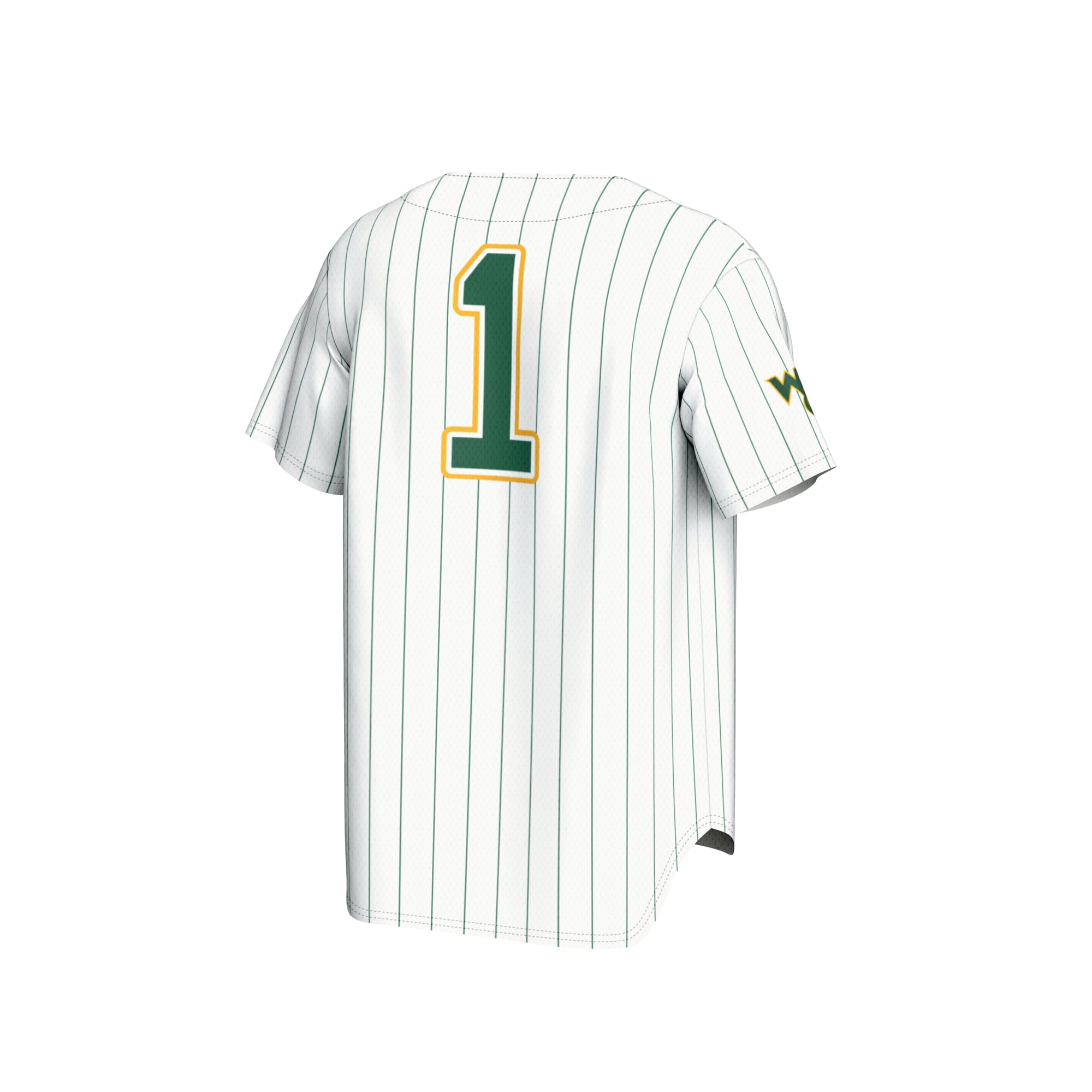 #1 William & Mary Tribe Youth Lightweight Baseball Fashion Jersey White - back view
