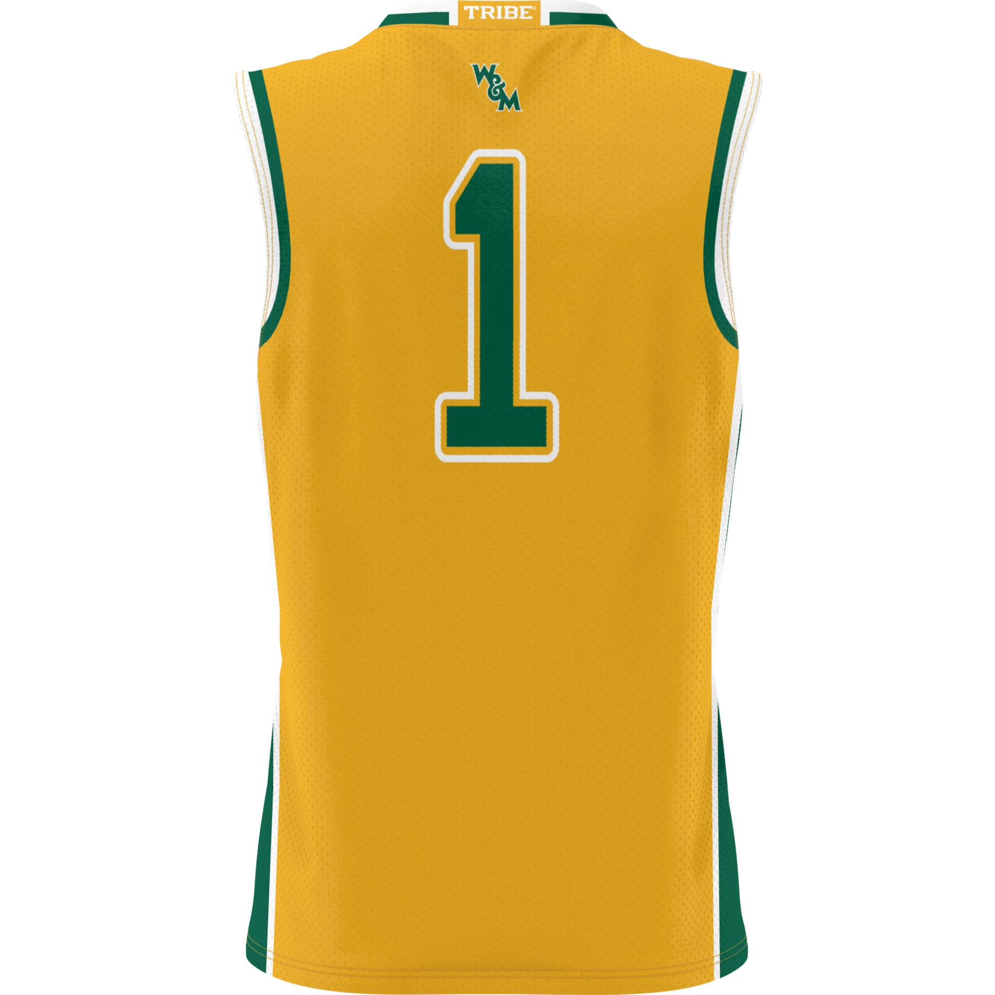 #1 William & Mary Tribe Youth Lightweight Basketball Jersey Gold - back view