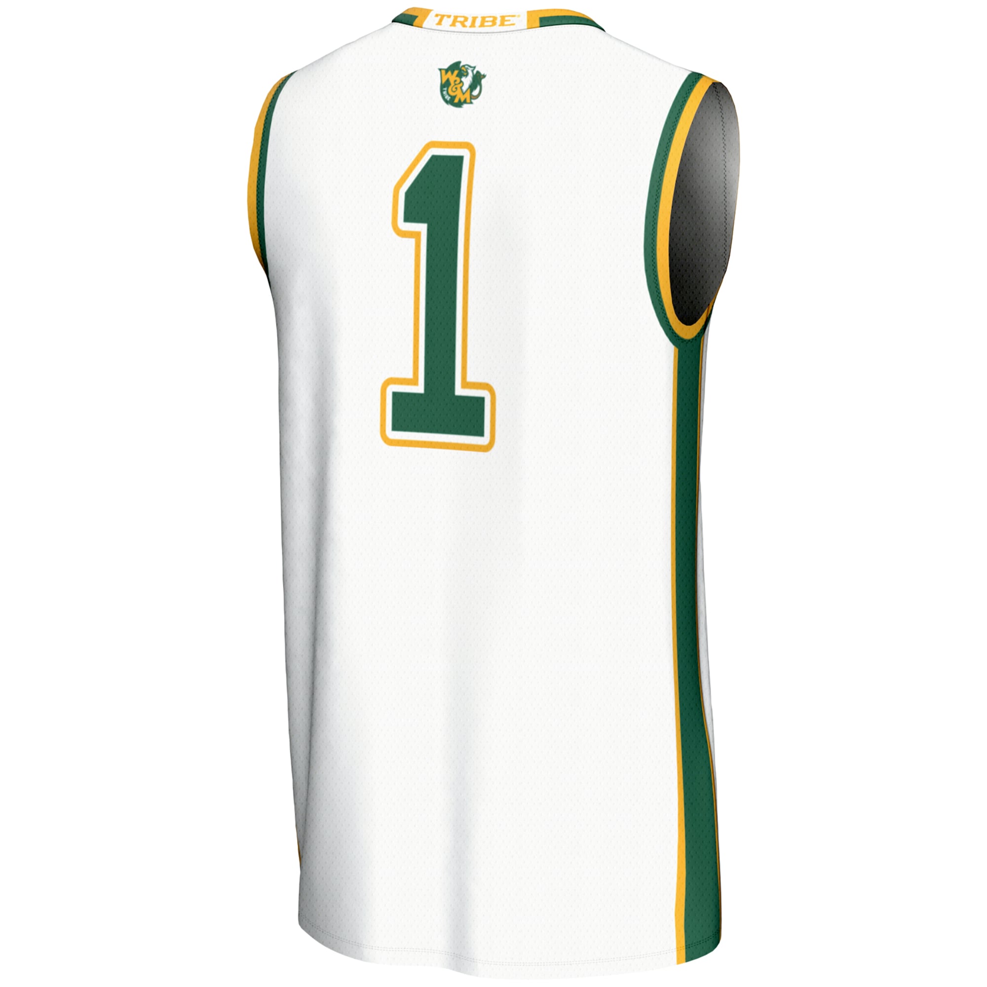 #1 William & Mary Tribe Youth Lightweight Basketball Jersey White - back view