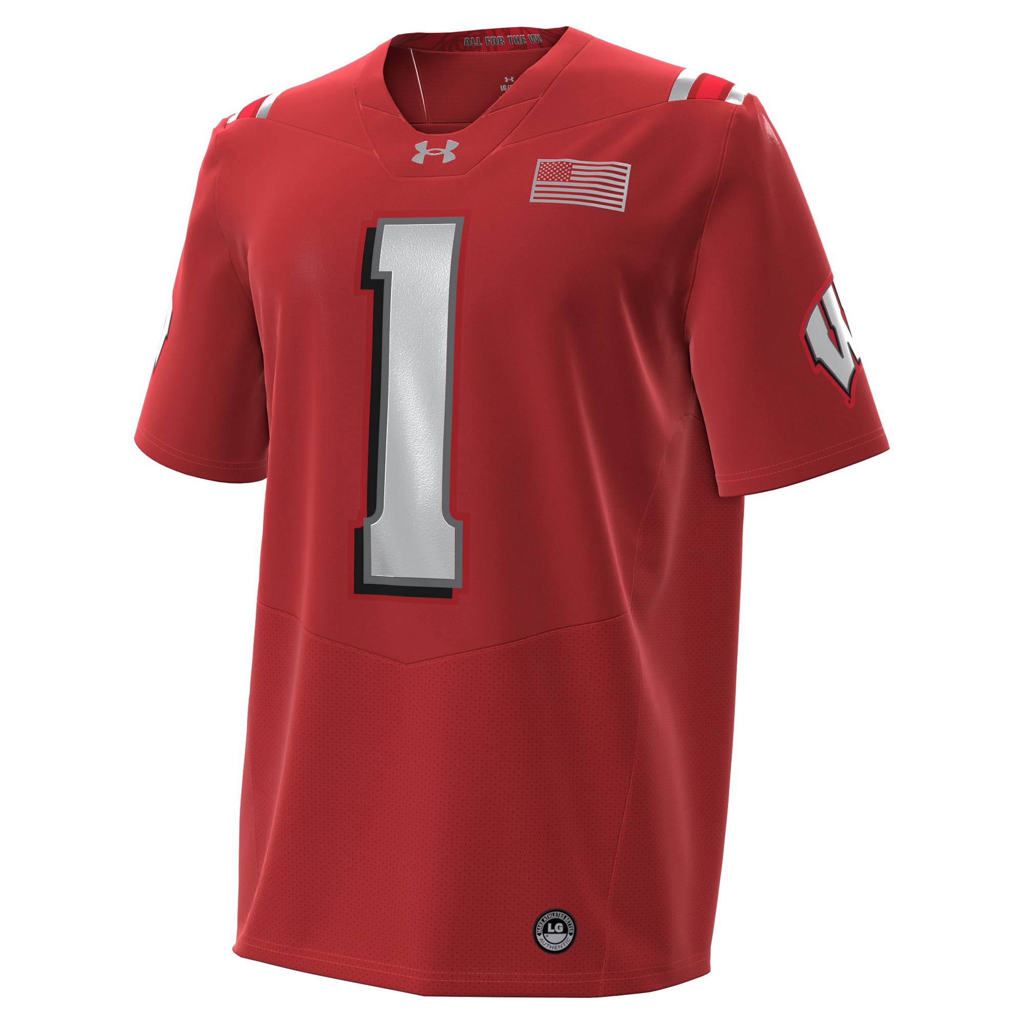 #1 Wisconsin Badgers 2026 Lambeau Field Collection Football Jersey Red - front view