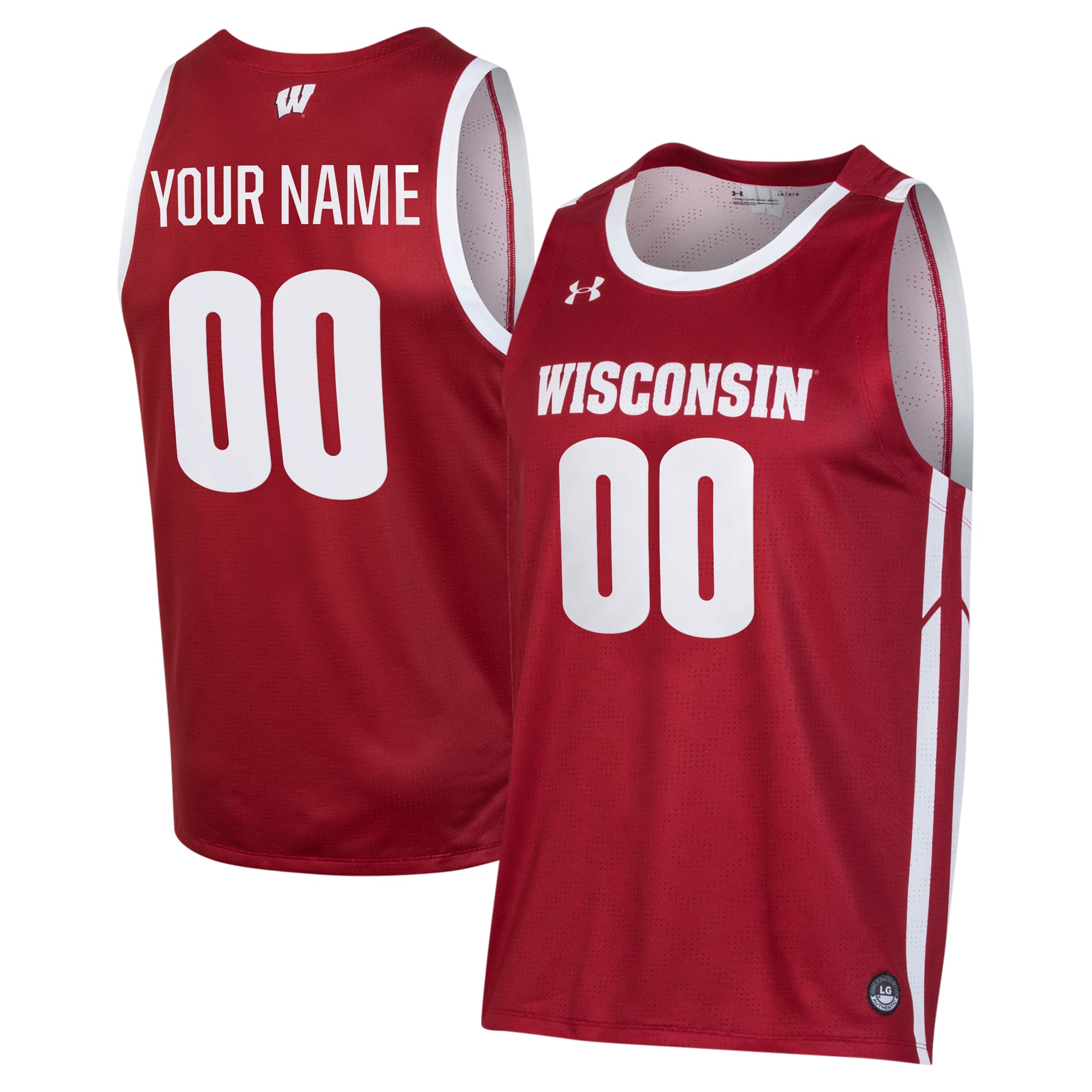 Wisconsin Badgers Custom Alternate Basketball Jersey Red - front and back view