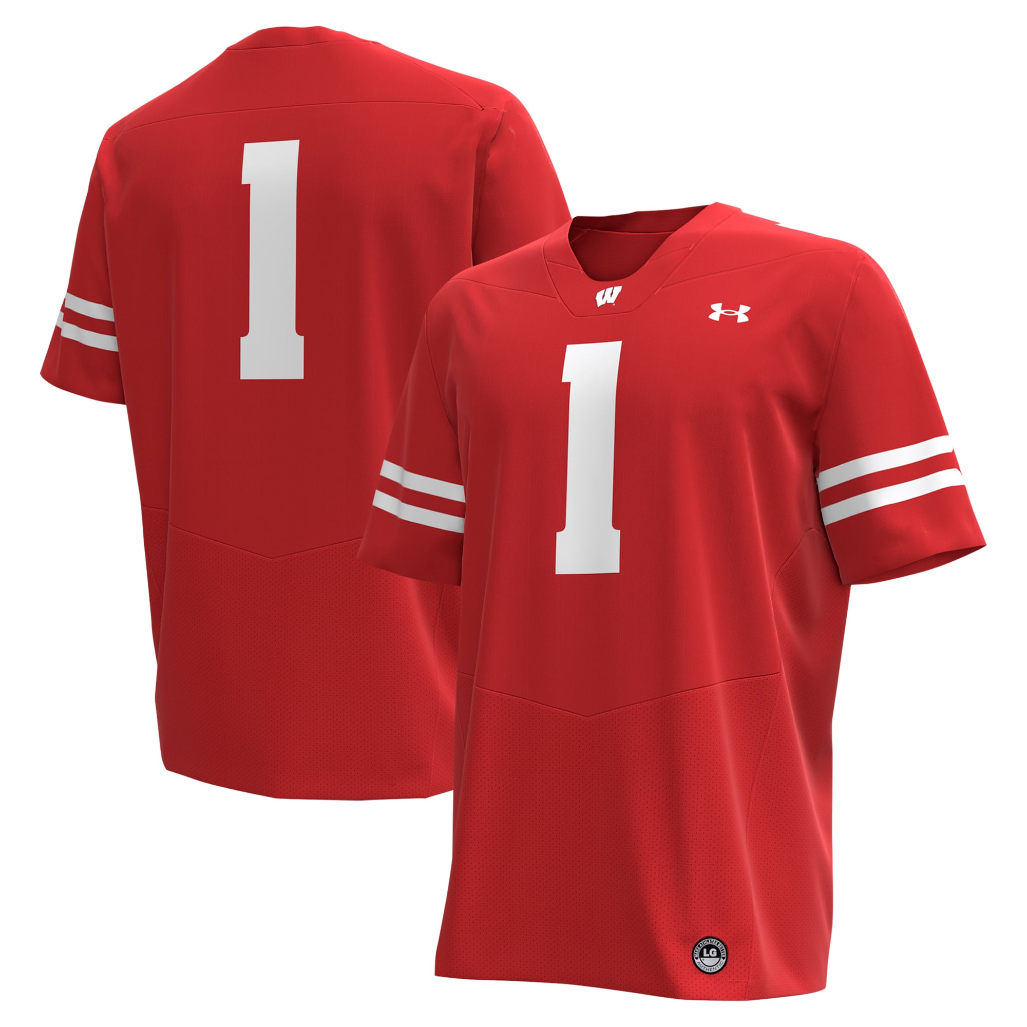 #1 Wisconsin Badgers Football Jersey Red - front and back view