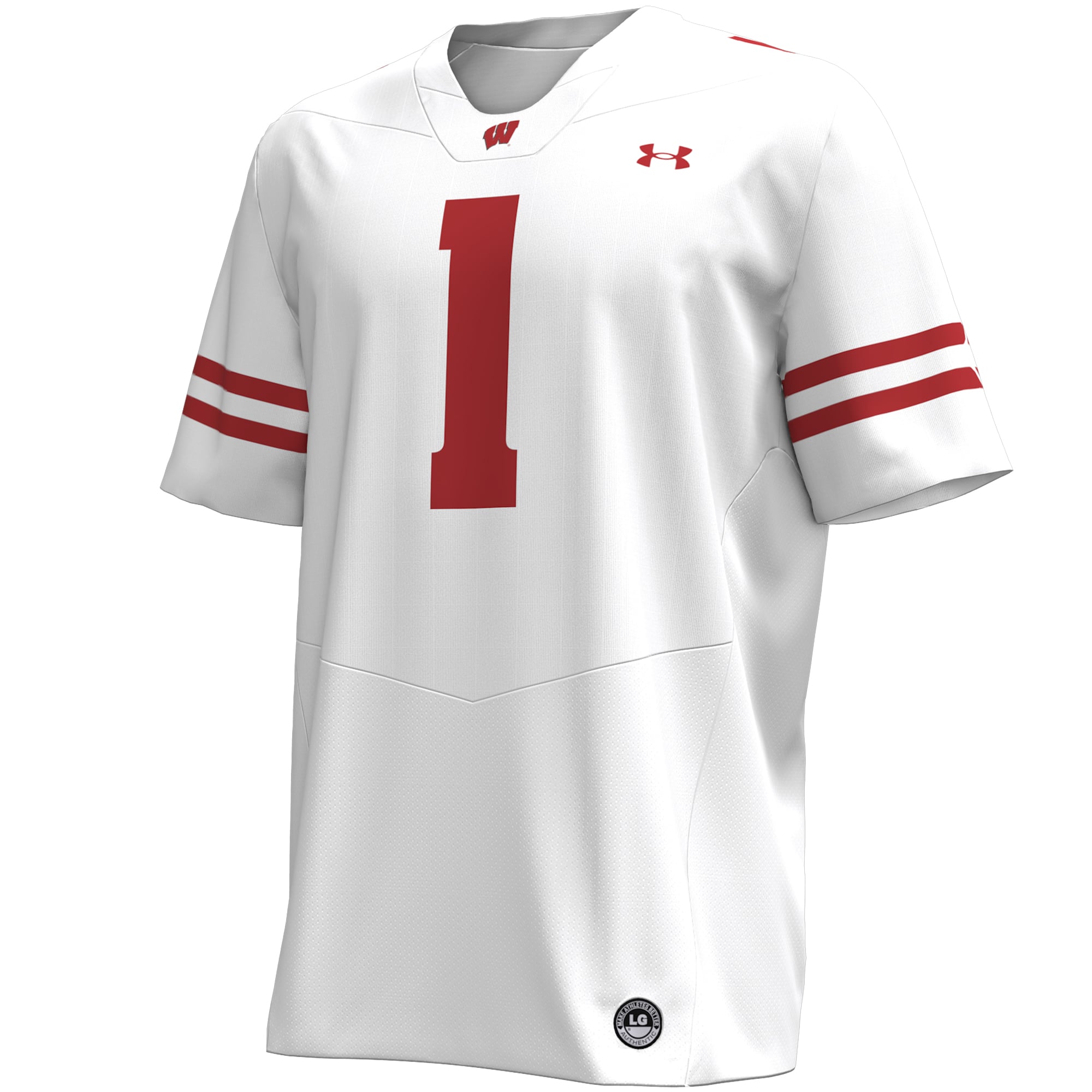 #1 Wisconsin Badgers Football Jersey White - front view