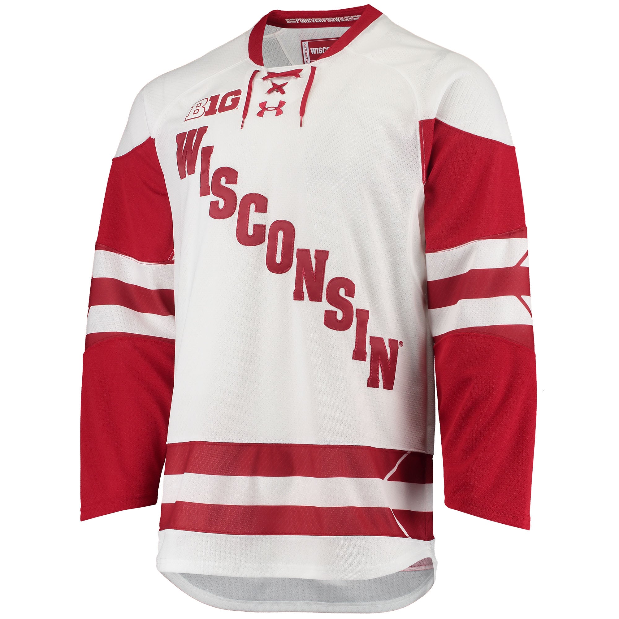 Wisconsin Badgers UA Hockey Jersey White - front view