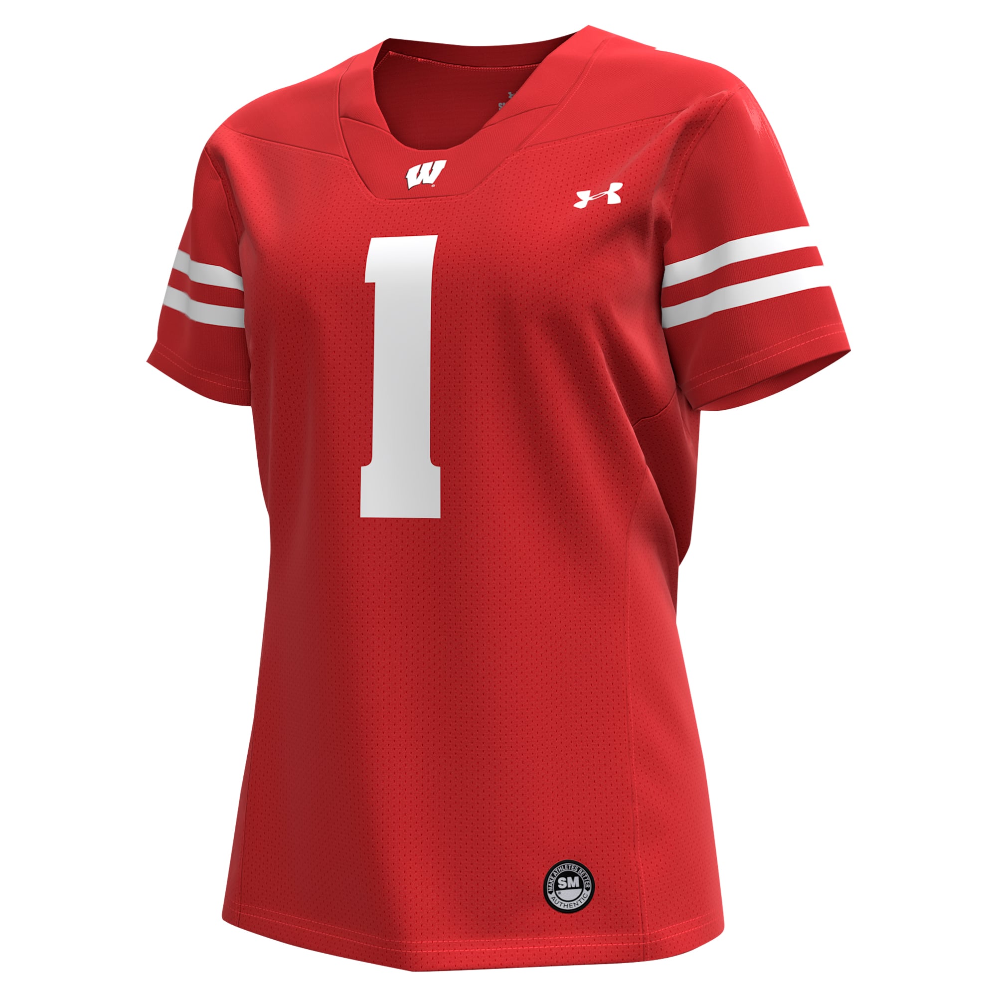#1 Wisconsin Badgers Women's Football Jersey Red - front view