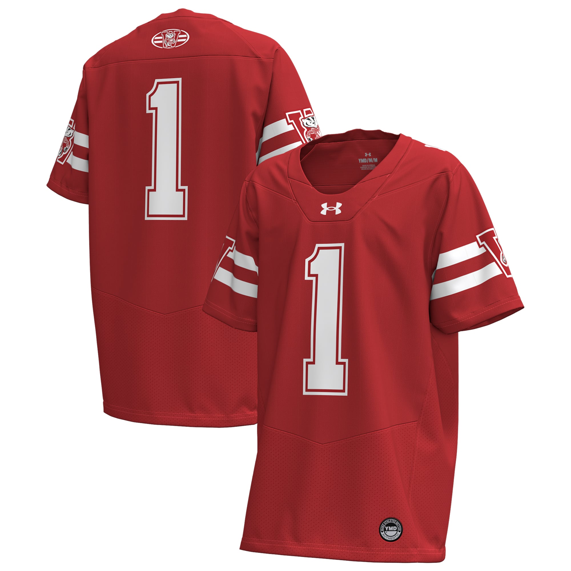 #1 Wisconsin Badgers Youth 1980 Throwback Home Jersey Red - front and back view