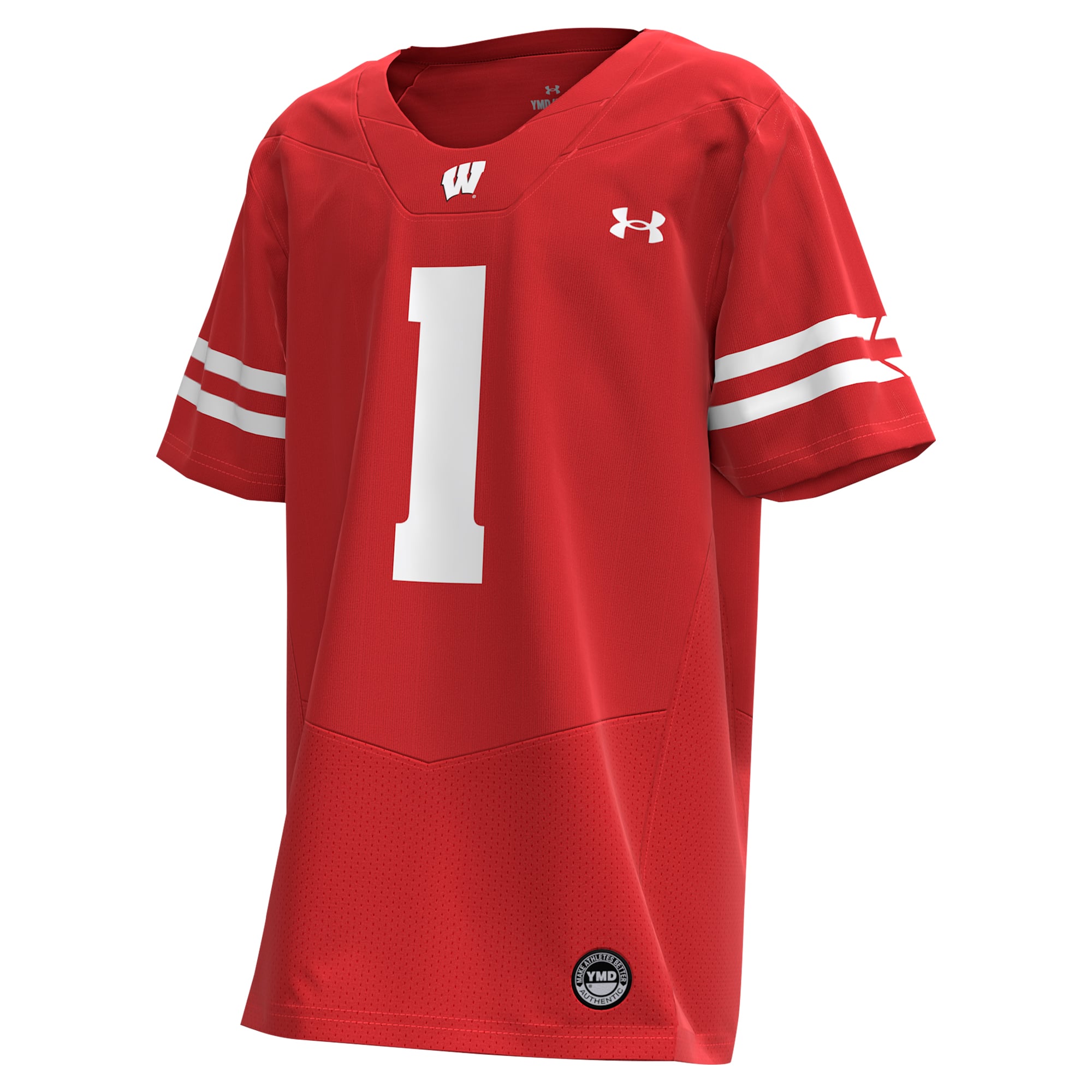 #1 Wisconsin Badgers Youth Football Jersey Red - front view
