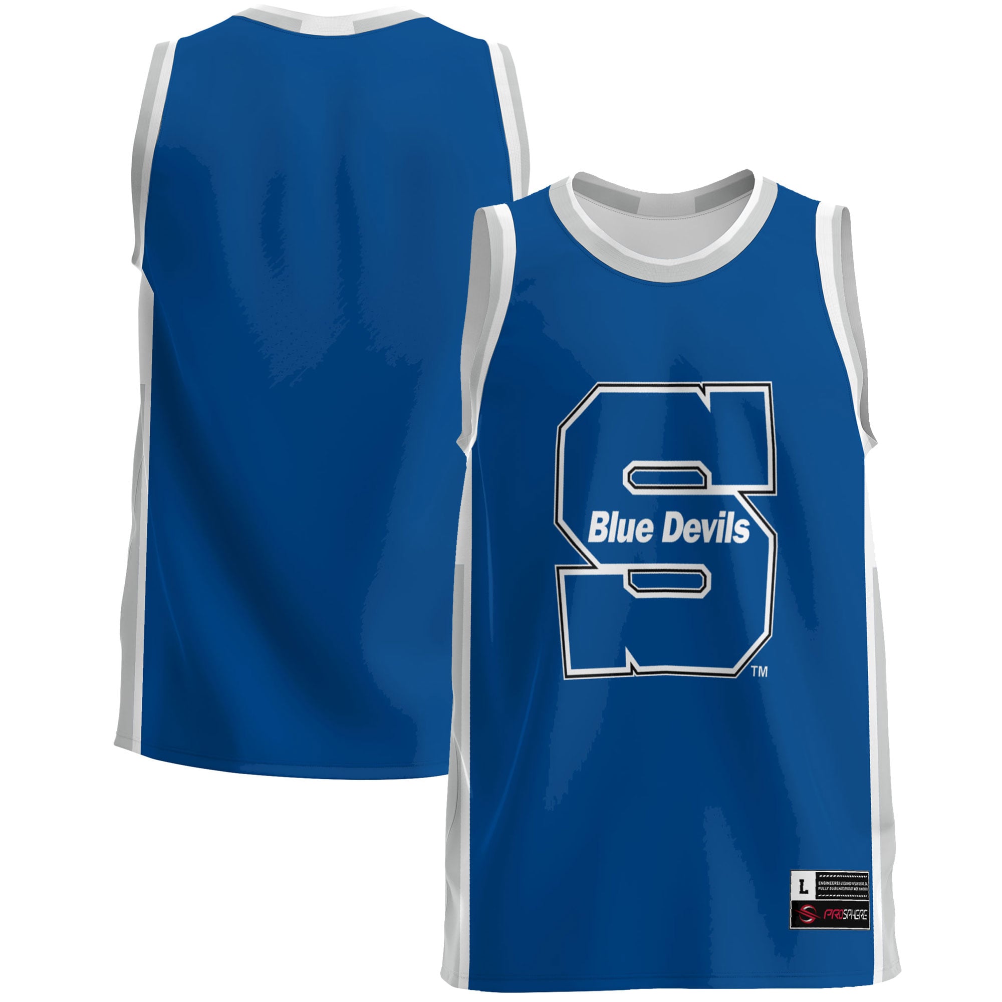 Wisconsin Stout Blue Devils Lightweight Basketball Jersey Blue - front and back view