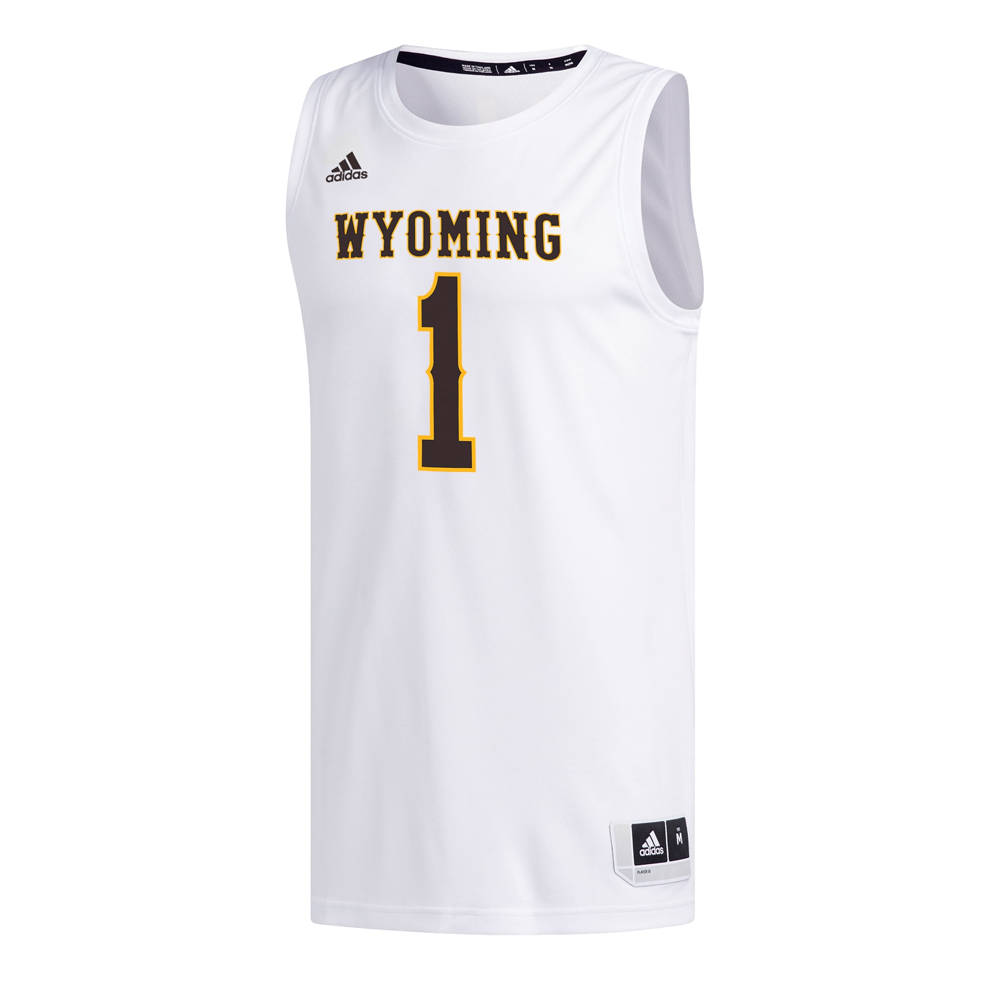 #1 Wyoming Cowboys Basketball Jersey White - front view