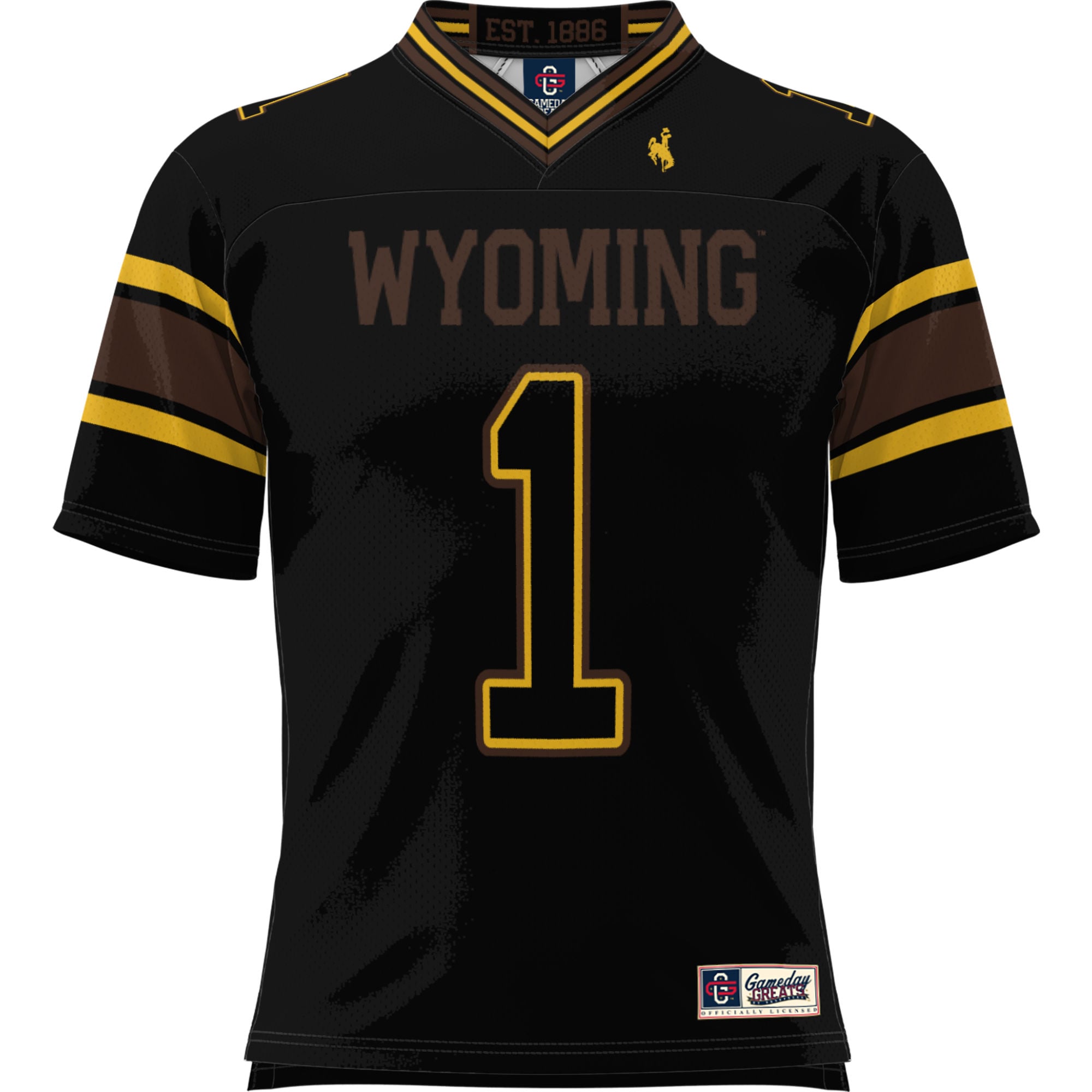 #1 Wyoming Cowboys Football Jersey Black - front view