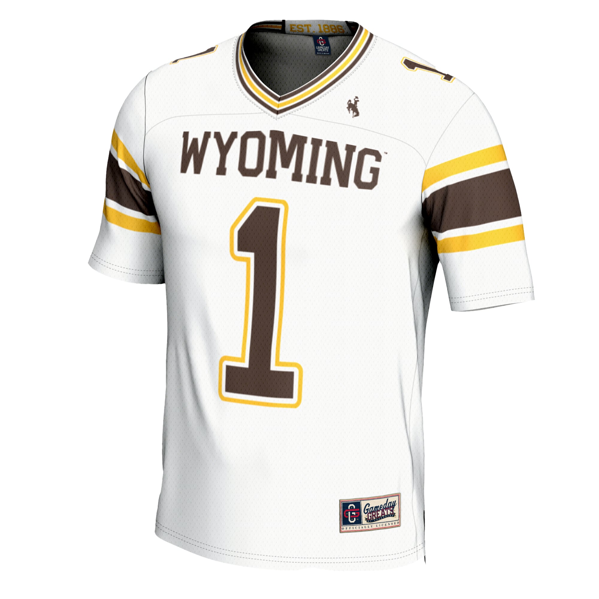 #1 Wyoming Cowboys Football Jersey White - front view