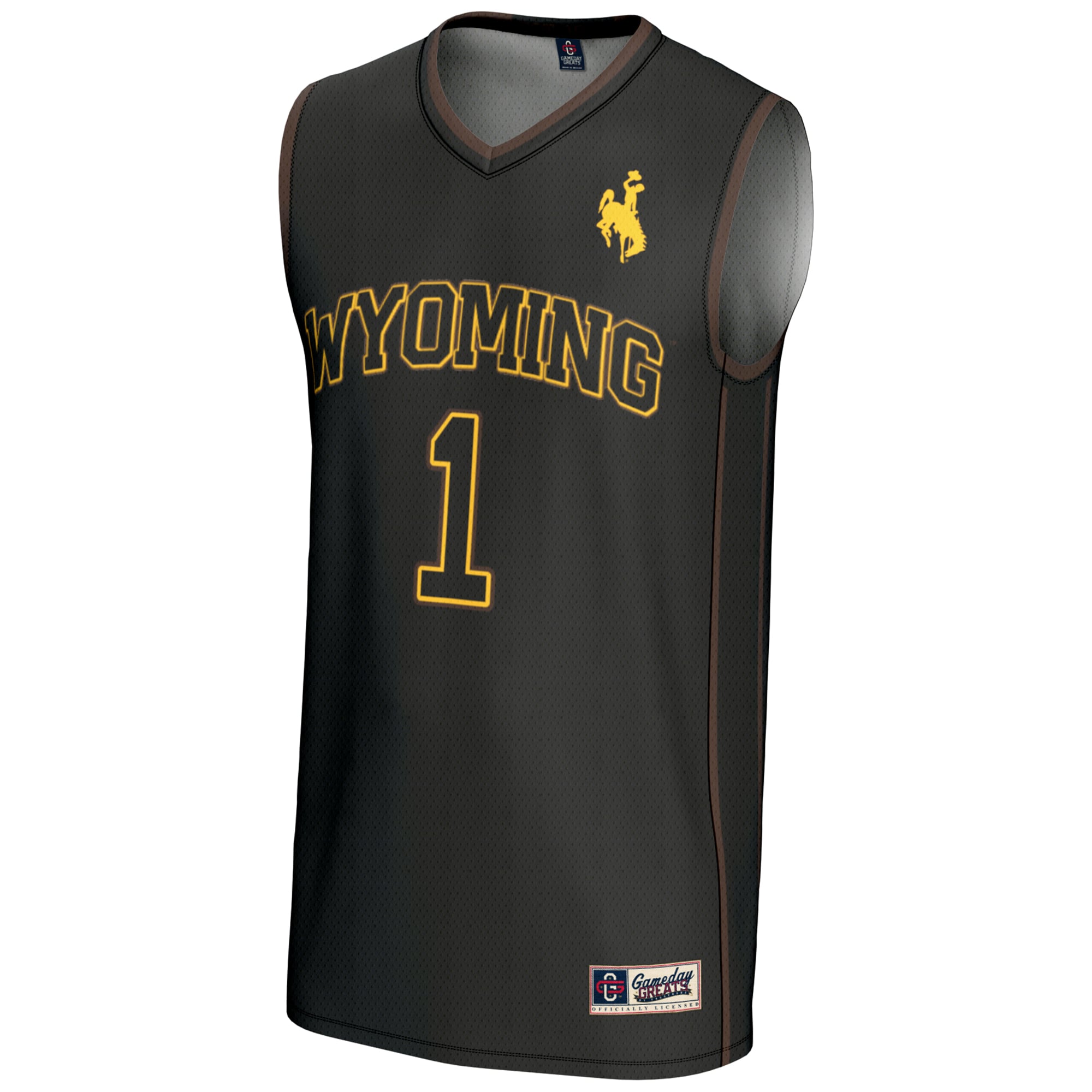 #1 Wyoming Cowboys Lightweight Basketball Jersey Black - front view