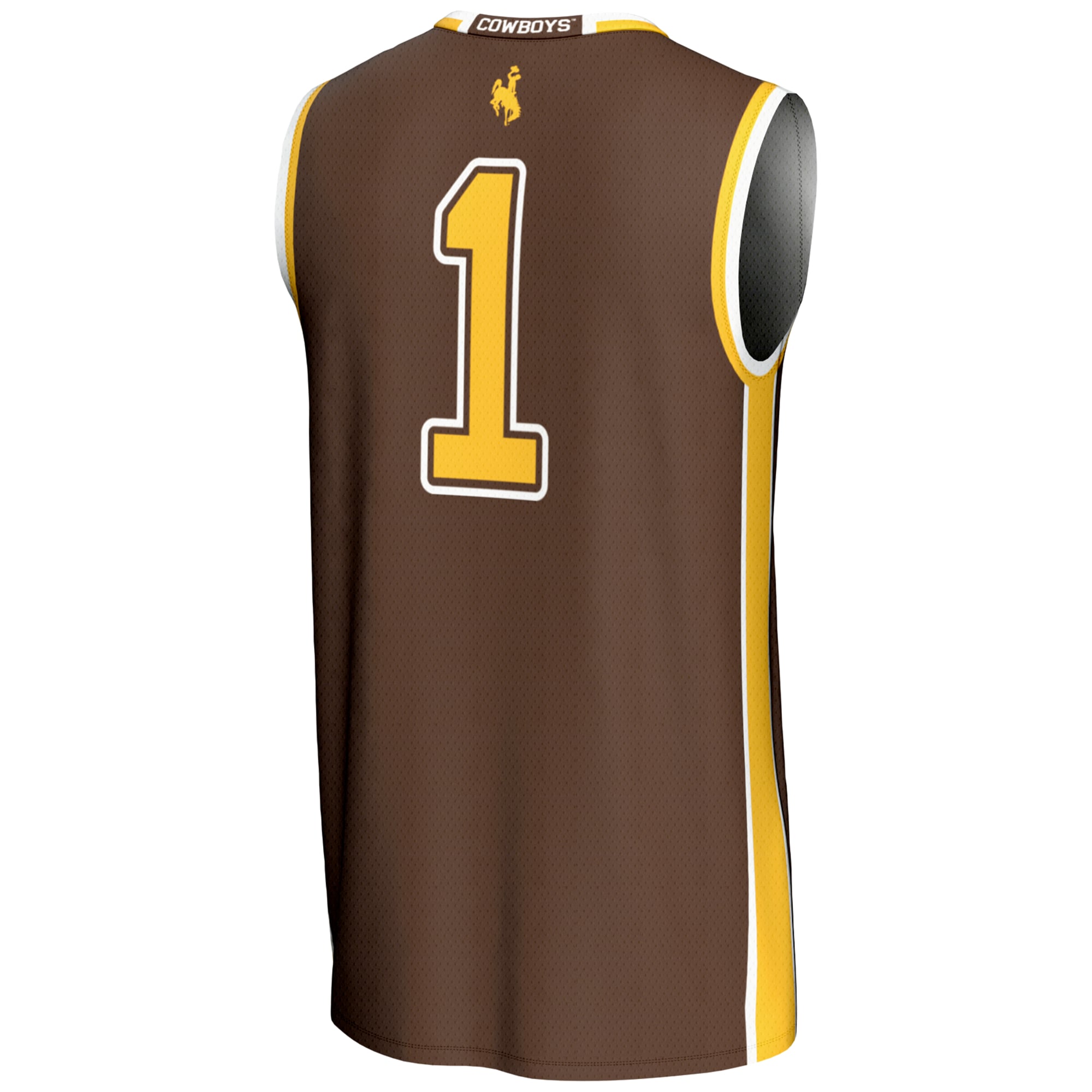 #1 Wyoming Cowboys Lightweight Basketball Jersey Brown - back view